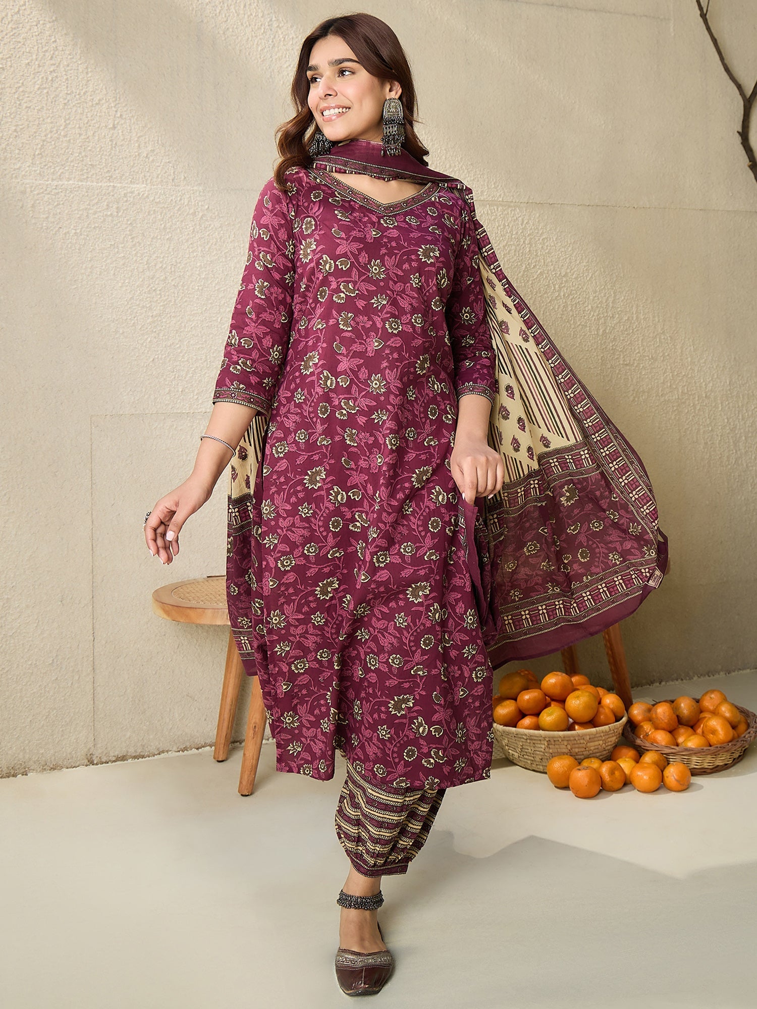 indo era, suit, kurta set for women, indo era kurta, kurta sets for ladies, summer dresses for women, 3 piece suit, cotton kurta set for women, new arrivals, women kurti plazo set, women in suit, kurta suit, floral kurta, short suit, spring summer, Burgundy suit