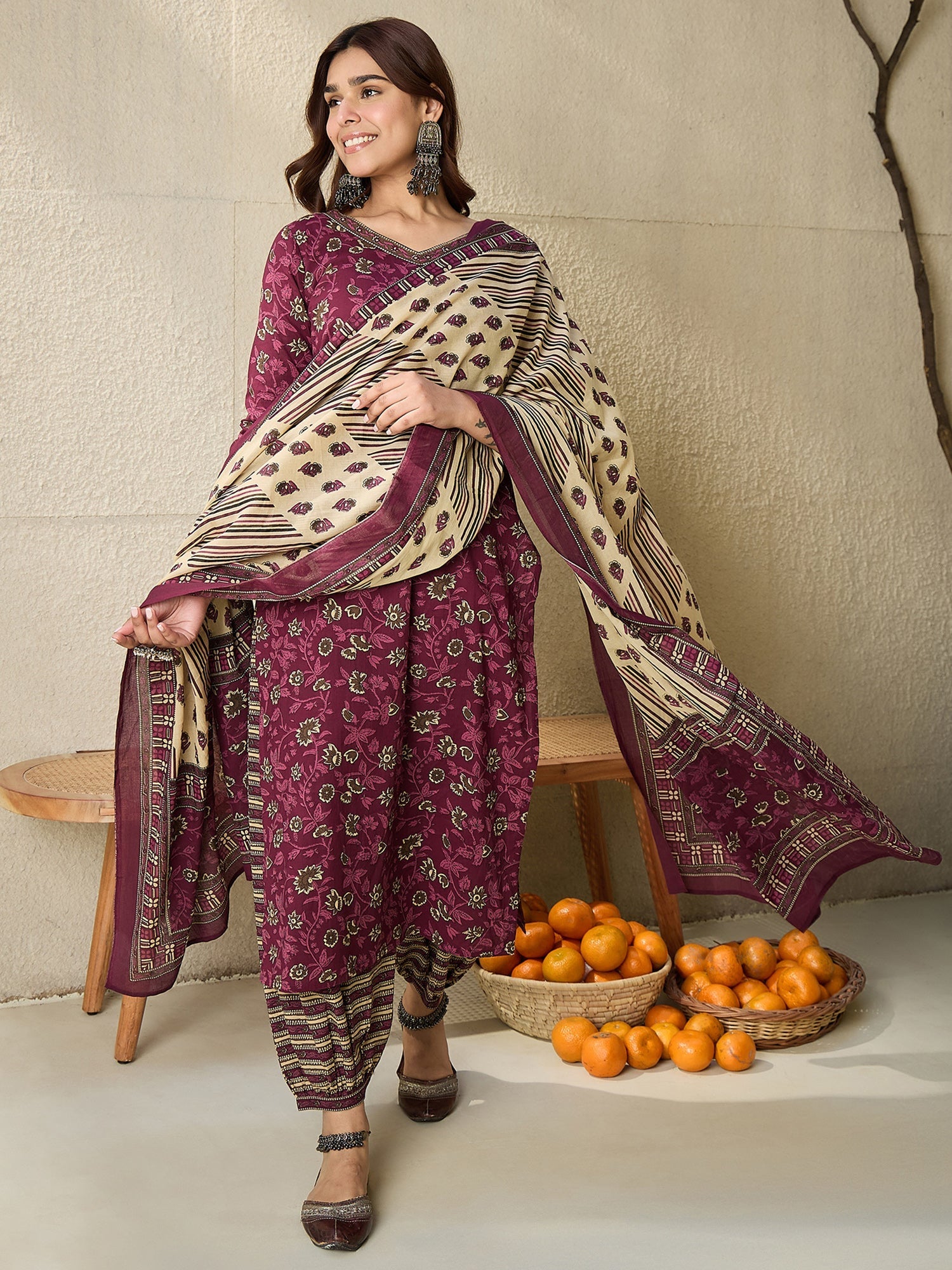 indo era, suit, kurta set for women, indo era kurta, kurta sets for ladies, summer dresses for women, 3 piece suit, cotton kurta set for women, new arrivals, women kurti plazo set, women in suit, kurta suit, floral kurta, short suit, spring summer, Burgundy suit