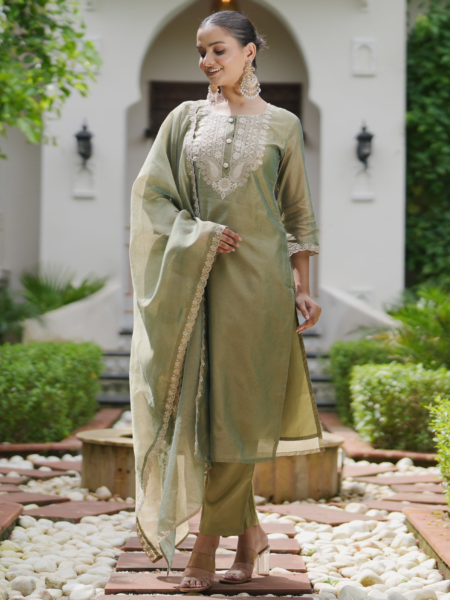 Green Kurta Sets  For women,indo era, indoera, kurta set for women, women kurta set, women suit, summer wear for women, festive suit for women, mother's day outfit, dress for mother, mother's day special, heeramandi dress