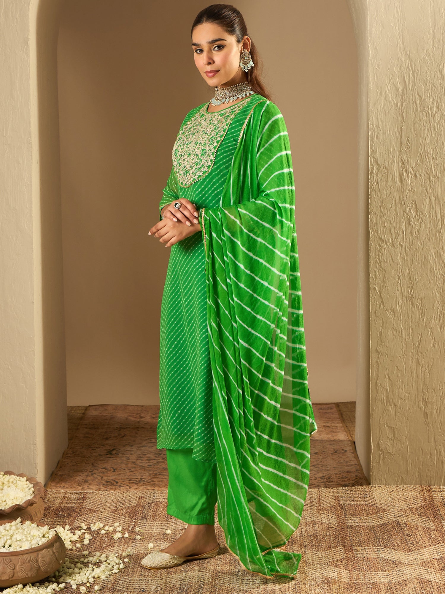 Green Kurta Sets  For women,indo era, indoera, kurta set for women, women kurta set, women suit, summer wear for women, festive suit for women, mother's day outfit, dress for mother, mother's day special, kurta set for women, kurta for women, kurta trouser and dupatta