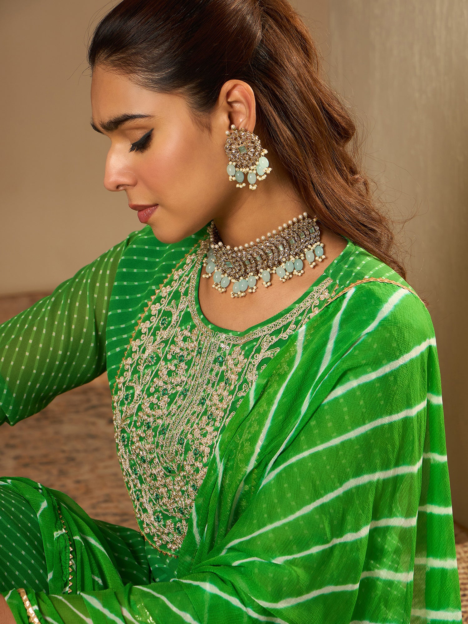 Green Kurta Sets  For women,indo era, indoera, kurta set for women, women kurta set, women suit, summer wear for women, festive suit for women, mother's day outfit, dress for mother, mother's day special, kurta set for women, kurta for women, kurta trouser and dupatta