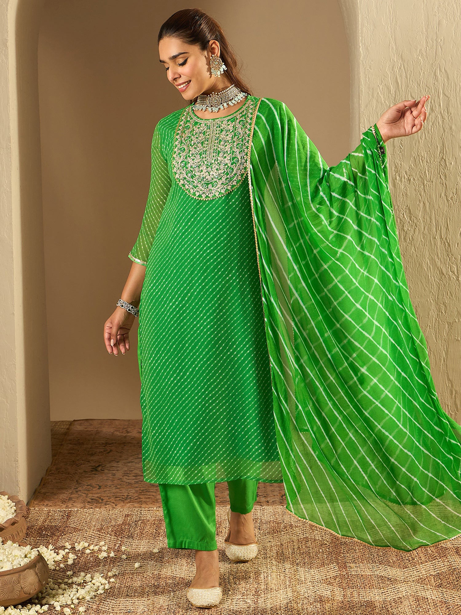 Green Kurta Sets  For women,indo era, indoera, kurta set for women, women kurta set, women suit, summer wear for women, festive suit for women, mother's day outfit, dress for mother, mother's day special, kurta set for women, kurta for women, kurta trouser and dupatta
