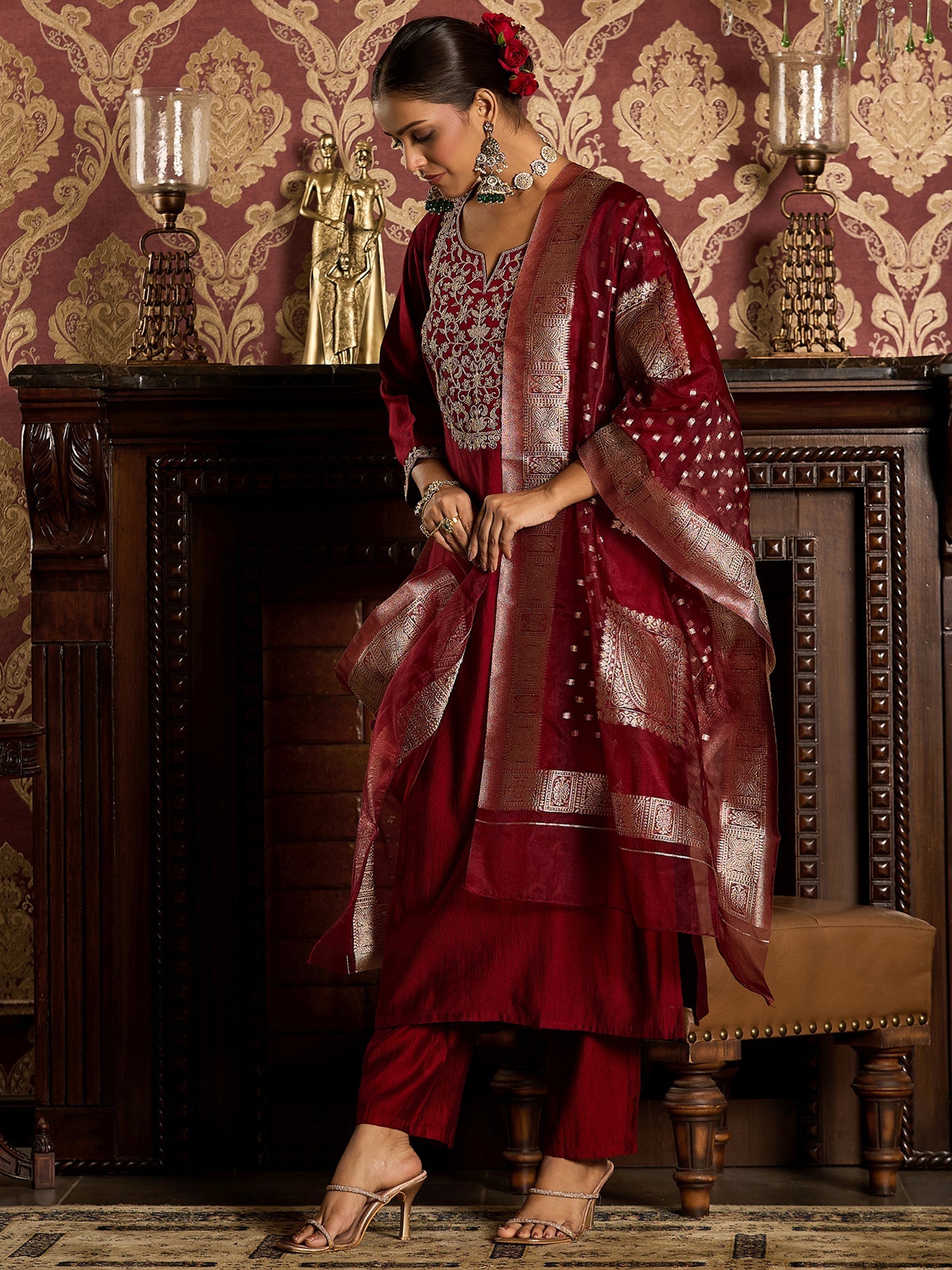 Maroon Kurta Sets  For women,indo era, indoera, kurta set for women, women kurta set, women suit, summer wear for women, festive suit for women, mother's day outfit, dress for mother, mother's day special, heeramandi dress