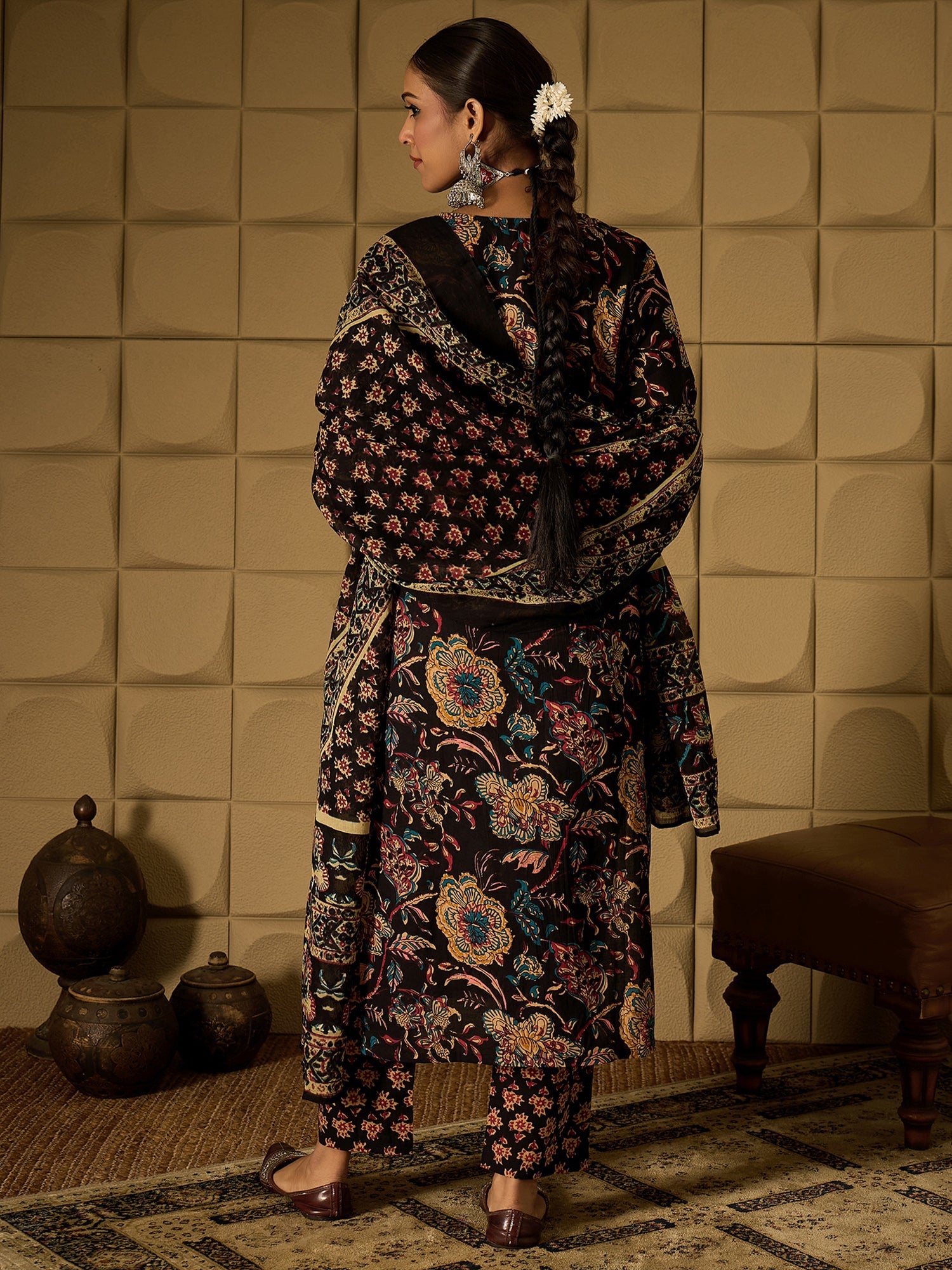 indo era, suit, kurta set for women, indo era kurta, kurta sets for ladies, summer dresses for women, 3 piece suit, cotton kurta set for women, new arrivals, women kurti plazo set, women in suit, kurta suit, floral kurta, short suit, spring summer, Black suit
