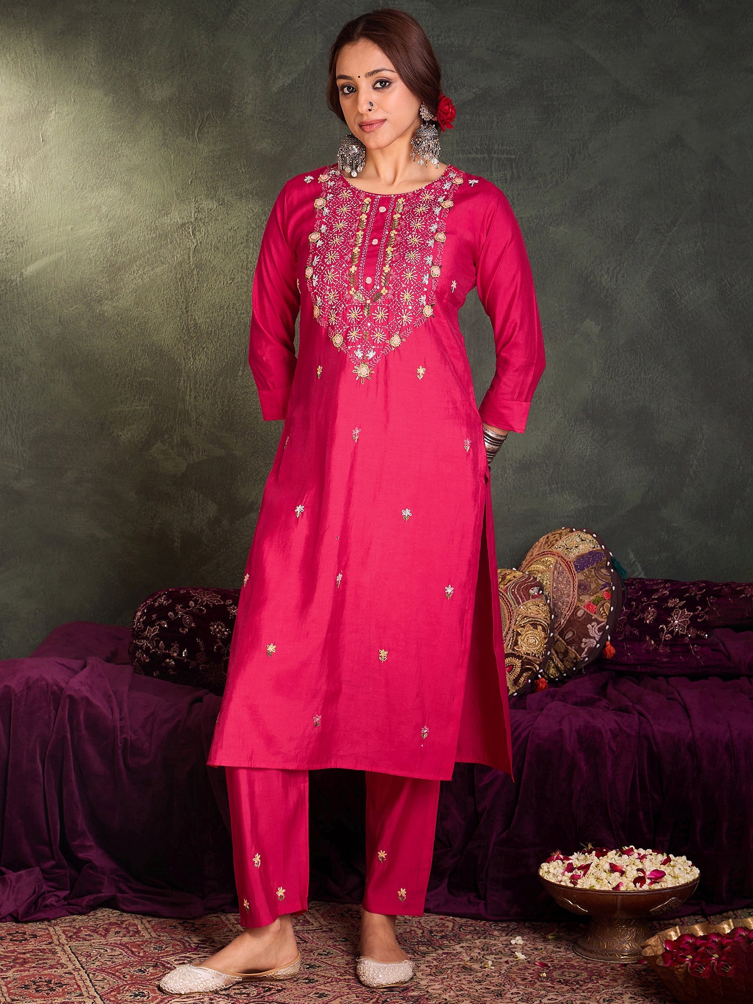 indo era, suit, kurta set for women, indo era kurta, kurta sets for ladies, summer dresses for women, 3 piece suit, cotton kurta set for women, new arrivals, women kurti plazo set, women in suit, kurta suit, floral kurta, short suit, spring summer, Pink suit