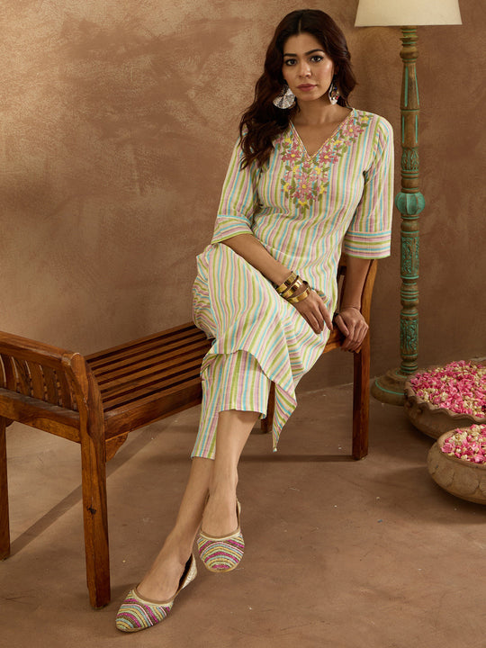 Indo Era Multi Embroidered Straight Kurta Trousers  Set