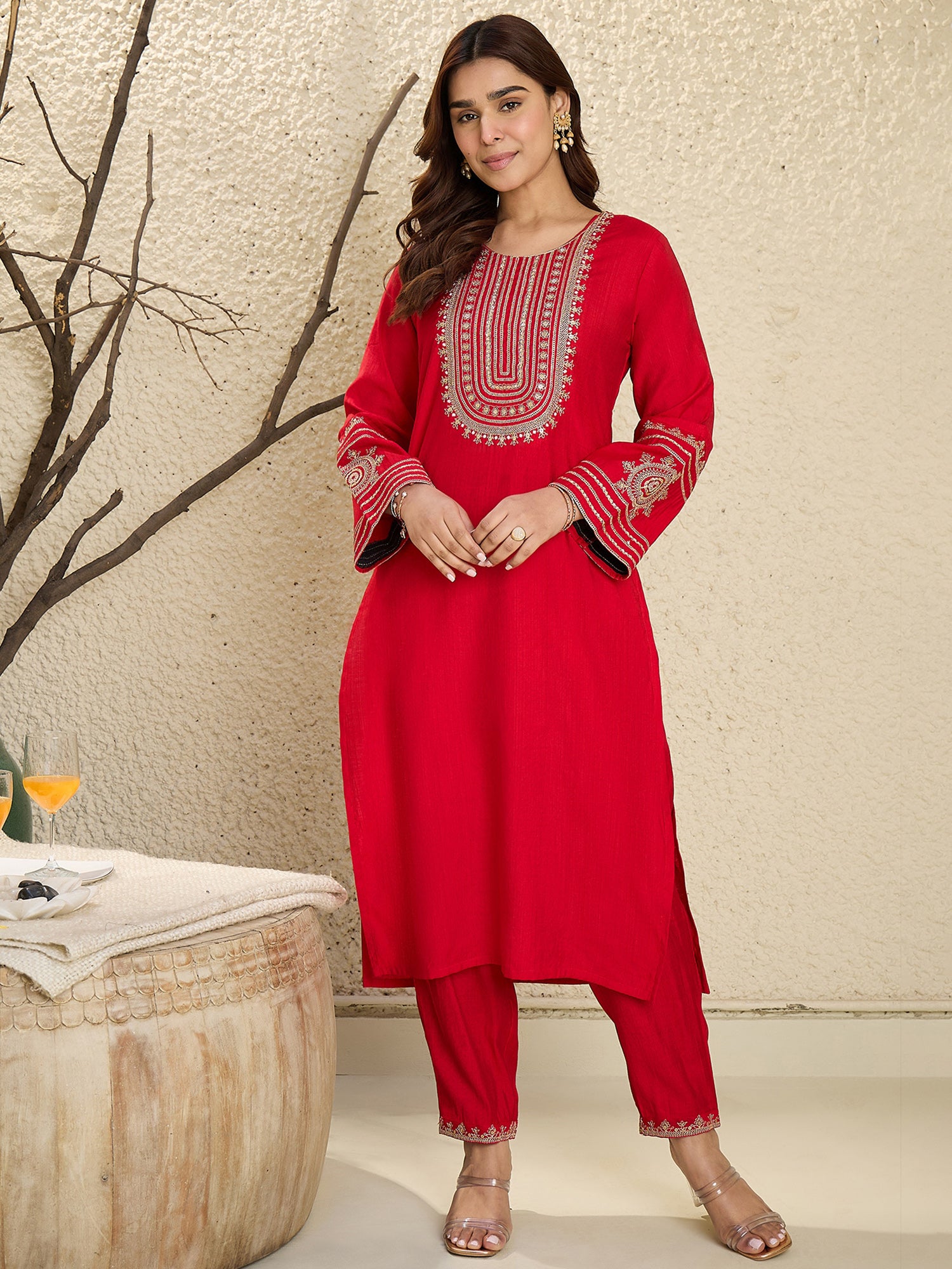 Red Kurta Sets  For women,indo era, indoera, kurta set for women, women kurta set, women suit, summer wear for women, festive suit for women, mother's day outfit, dress for mother, mother's day special, heeramandi dress