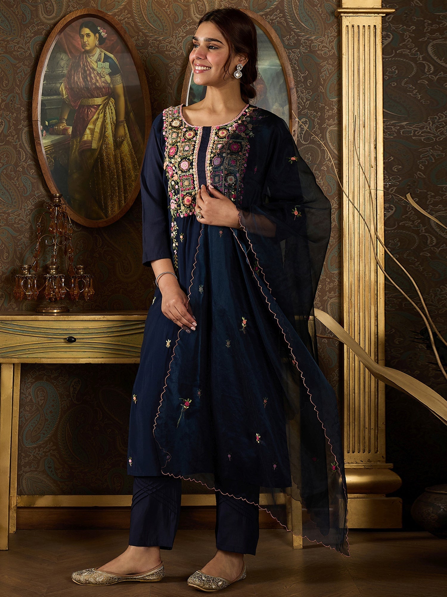 indo era, indo era kurta set, indo era suit, Kurta Set, Kurta set for women, cotton kurta set, indo era kurta set for women, Anarkali Kurta Set, Palazzo Kurta Set, Sleeveless Kurta, Embroidered Kurta, New Arrivals, Work wear, Dress, Best seller, Heeramandi dress, Summer sale, Summer suit, Wedding collection, Special offer, plus size, Spring summer, party wear, Summer Special, Printed Kurta, wedding wear, outfit ideas, Straight Kurta, Cotton Outfit, A line dress, dress for women,Navy Blue kurta set