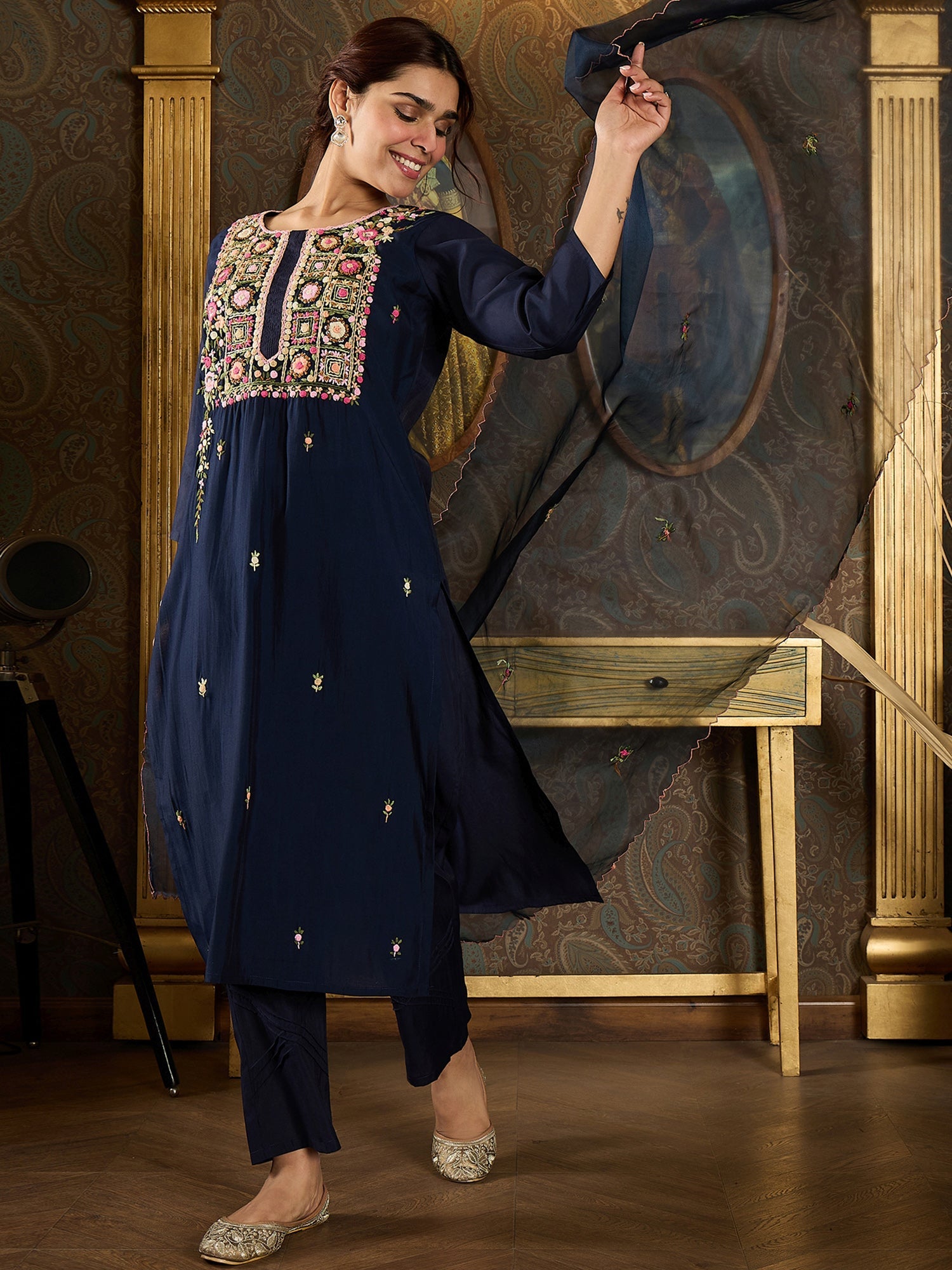 indo era, indo era kurta set, indo era suit, Kurta Set, Kurta set for women, cotton kurta set, indo era kurta set for women, Anarkali Kurta Set, Palazzo Kurta Set, Sleeveless Kurta, Embroidered Kurta, New Arrivals, Work wear, Dress, Best seller, Heeramandi dress, Summer sale, Summer suit, Wedding collection, Special offer, plus size, Spring summer, party wear, Summer Special, Printed Kurta, wedding wear, outfit ideas, Straight Kurta, Cotton Outfit, A line dress, dress for women,Navy Blue kurta set