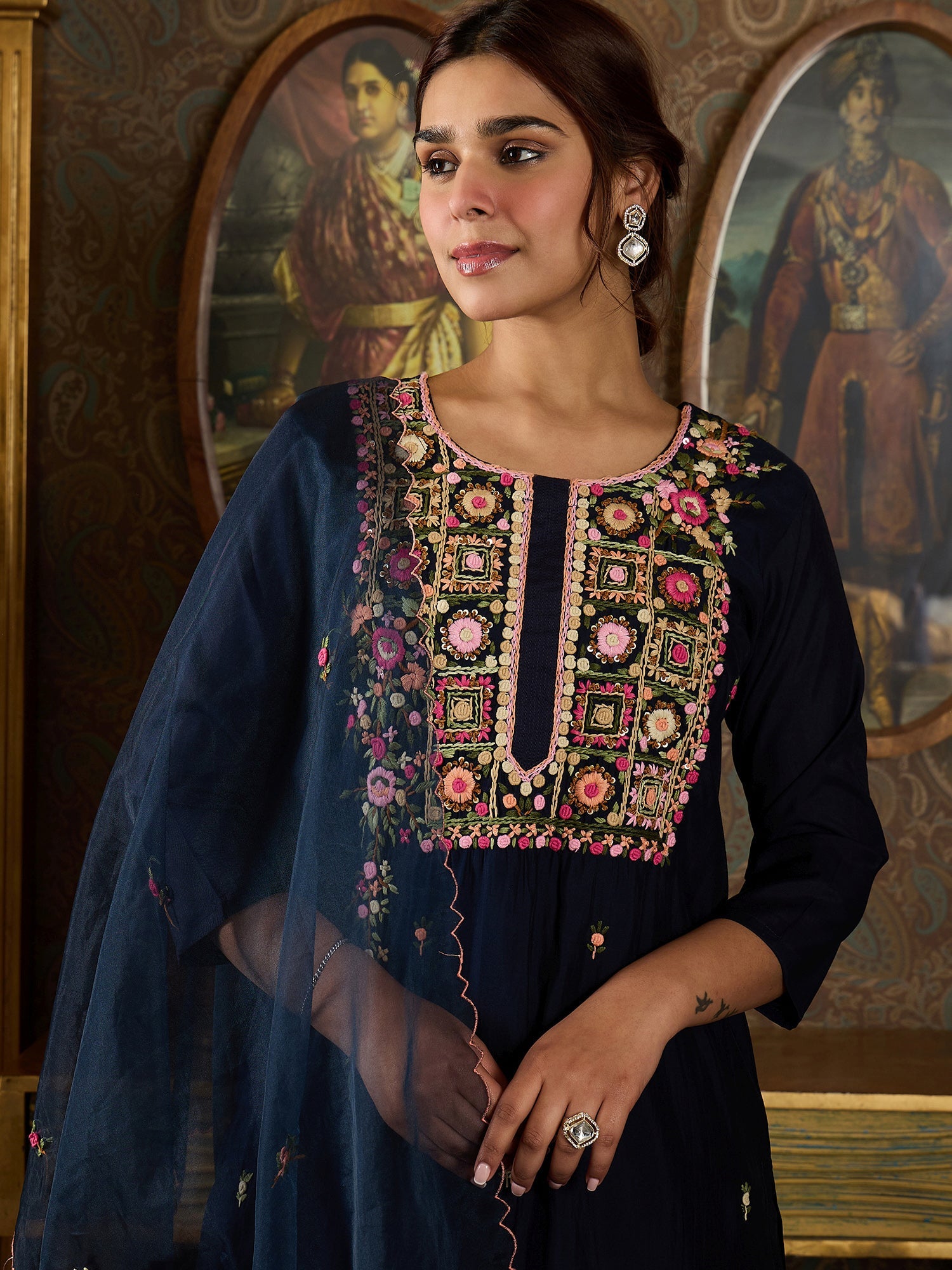 indo era, indo era kurta set, indo era suit, Kurta Set, Kurta set for women, cotton kurta set, indo era kurta set for women, Anarkali Kurta Set, Palazzo Kurta Set, Sleeveless Kurta, Embroidered Kurta, New Arrivals, Work wear, Dress, Best seller, Heeramandi dress, Summer sale, Summer suit, Wedding collection, Special offer, plus size, Spring summer, party wear, Summer Special, Printed Kurta, wedding wear, outfit ideas, Straight Kurta, Cotton Outfit, A line dress, dress for women,Navy Blue kurta set