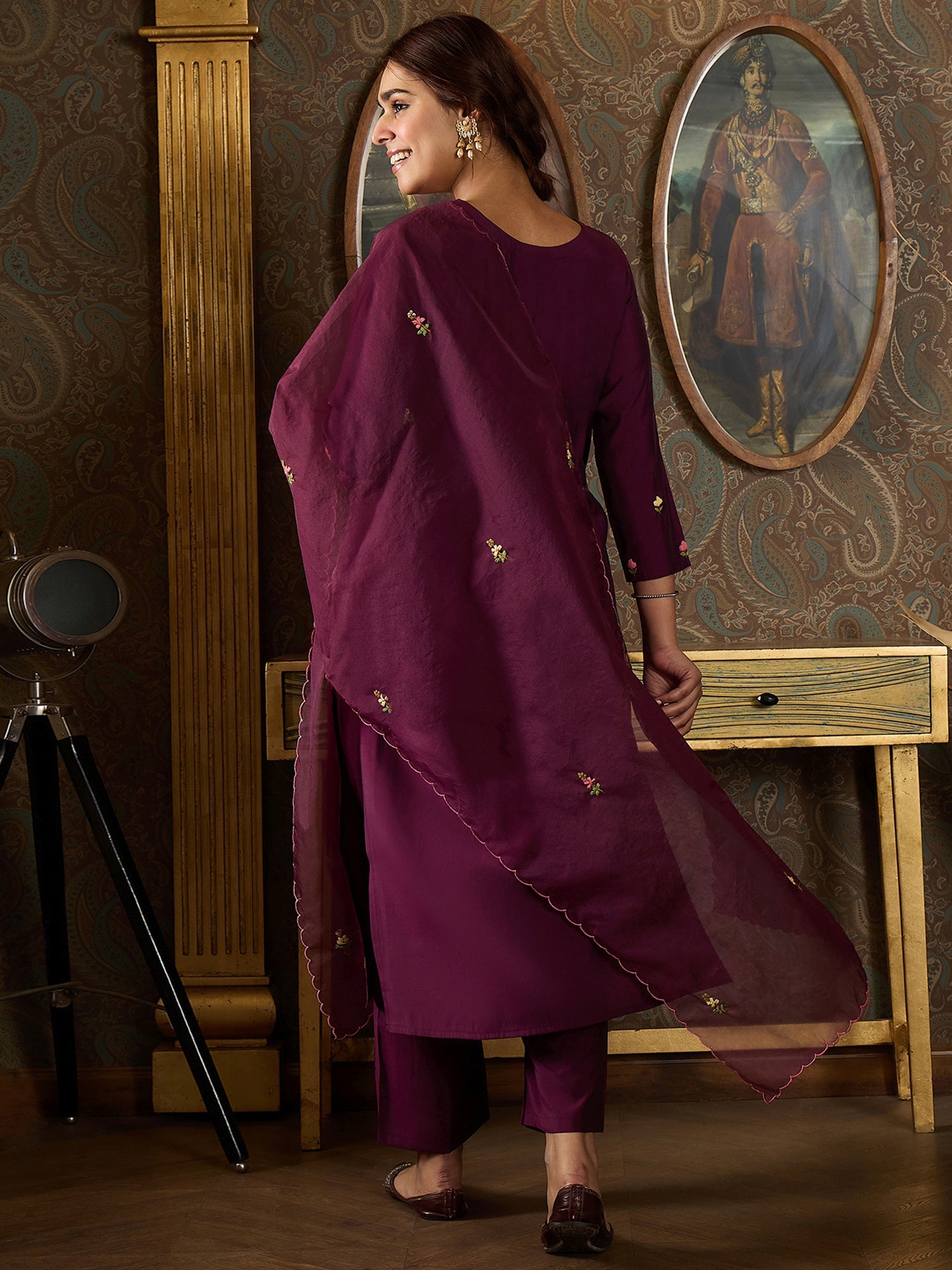 indo era, suit, kurta set for women, indo era kurta, kurta sets for ladies, summer dresses for women, 3 piece suit, cotton kurta set for women, new arrivals, women kurti plazo set, women in suit, kurta suit, floral kurta, short suit, spring summer, Burgundy suit