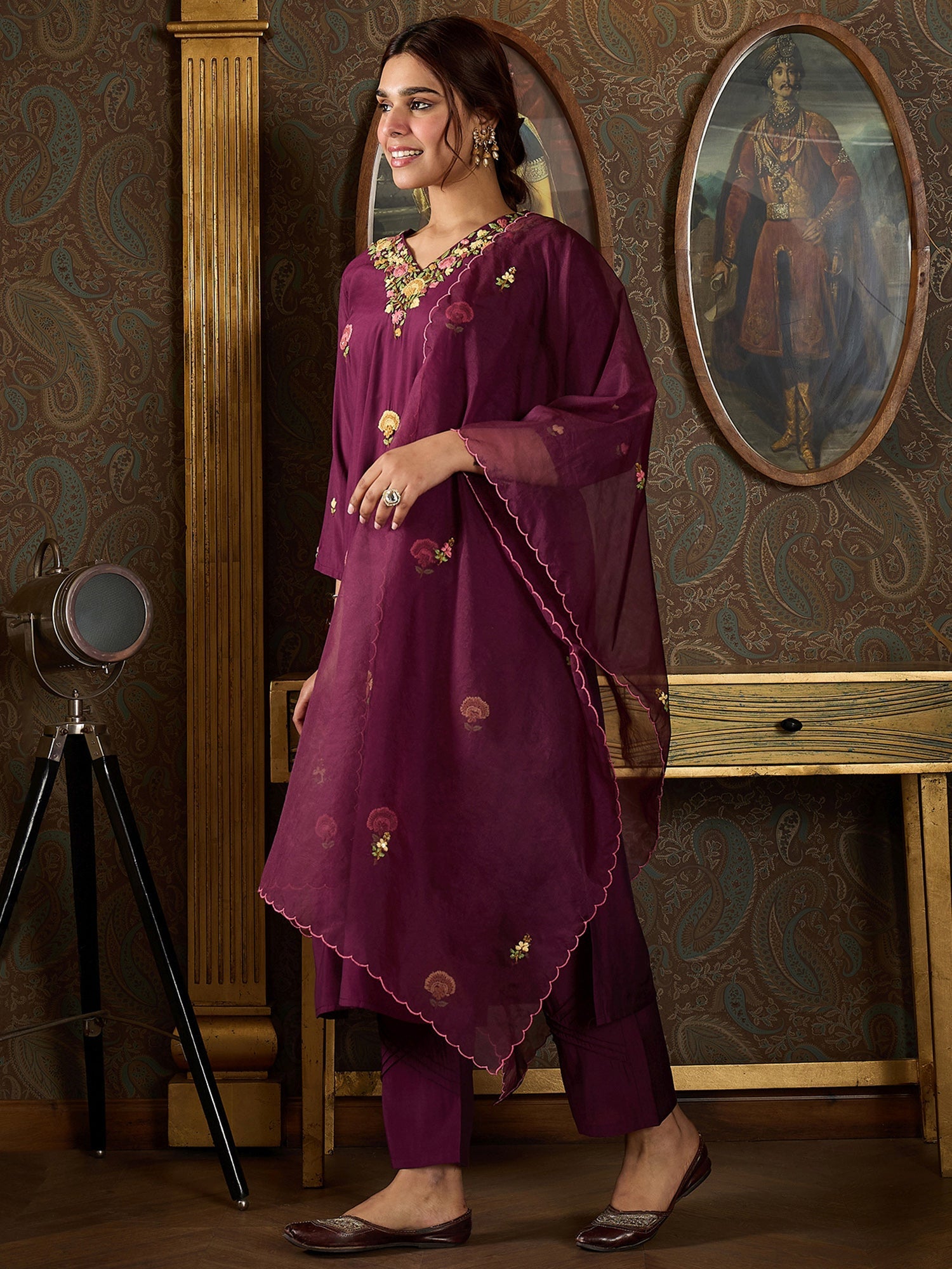 indo era, suit, kurta set for women, indo era kurta, kurta sets for ladies, summer dresses for women, 3 piece suit, cotton kurta set for women, new arrivals, women kurti plazo set, women in suit, kurta suit, floral kurta, short suit, spring summer, Burgundy suit