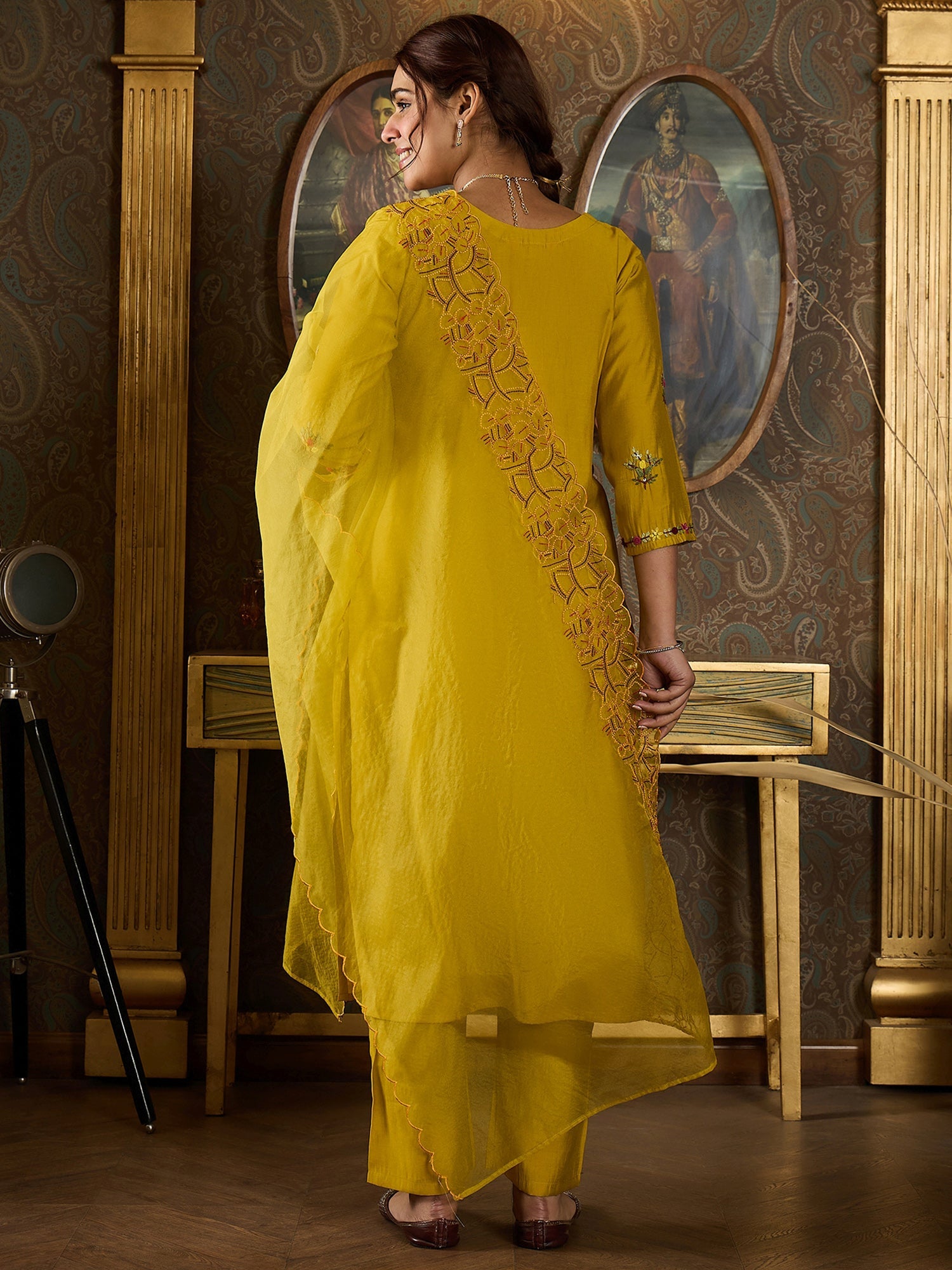 indo era, suit, kurta set for women, indo era kurta, kurta sets for ladies, summer dresses for women, 3 piece suit, cotton kurta set for women, new arrivals, women kurti plazo set, women in suit, kurta suit, floral kurta, short suit, spring summer, Mustard suit