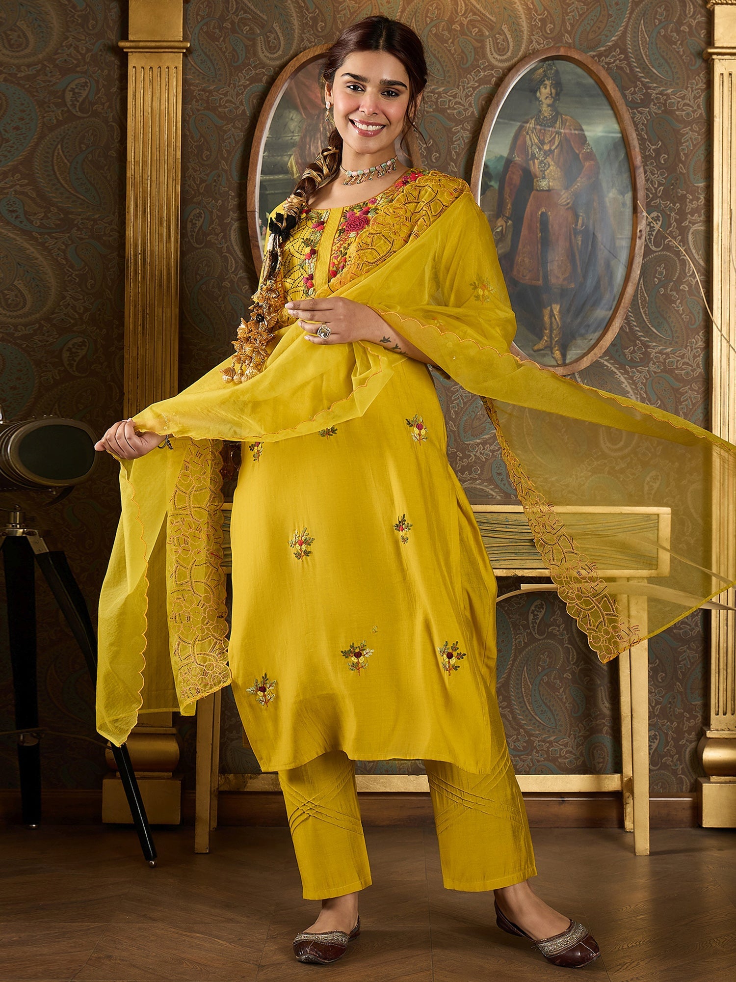 indo era, suit, kurta set for women, indo era kurta, kurta sets for ladies, summer dresses for women, 3 piece suit, cotton kurta set for women, new arrivals, women kurti plazo set, women in suit, kurta suit, floral kurta, short suit, spring summer, Mustard suit