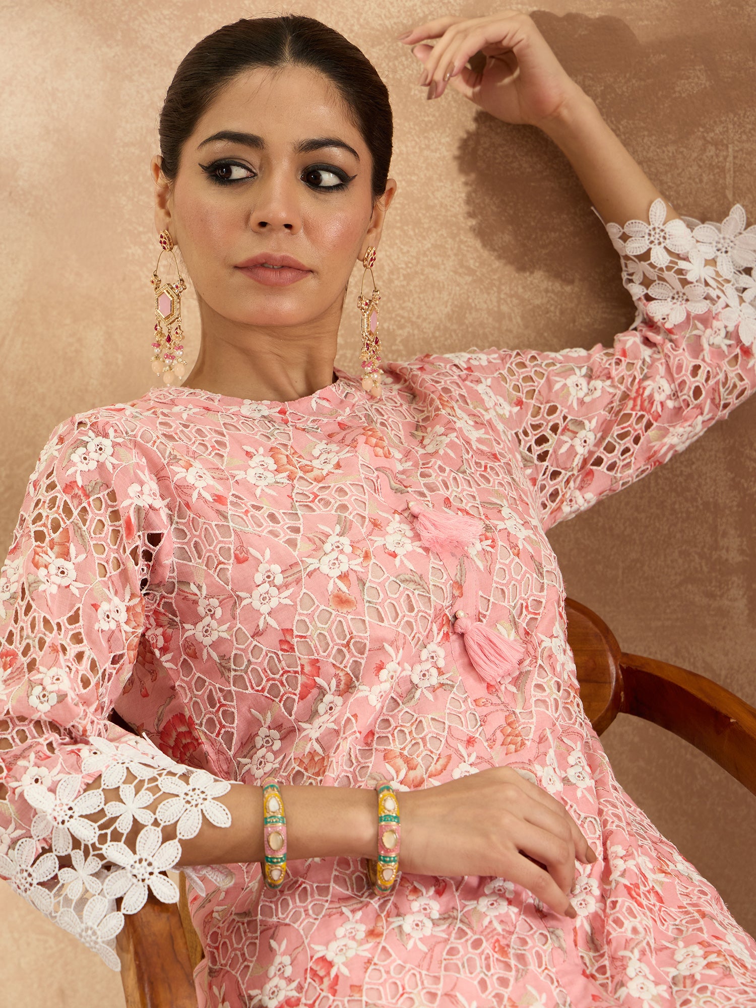 indo era, suit, kurta set for women, indo era kurta, kurta sets for ladies, summer dresses for women, 3 piece suit, cotton kurta set for women, new arrivals, women kurti plazo set, women in suit, kurta suit, floral kurta, short suit, spring summer, Pink Co-Ord