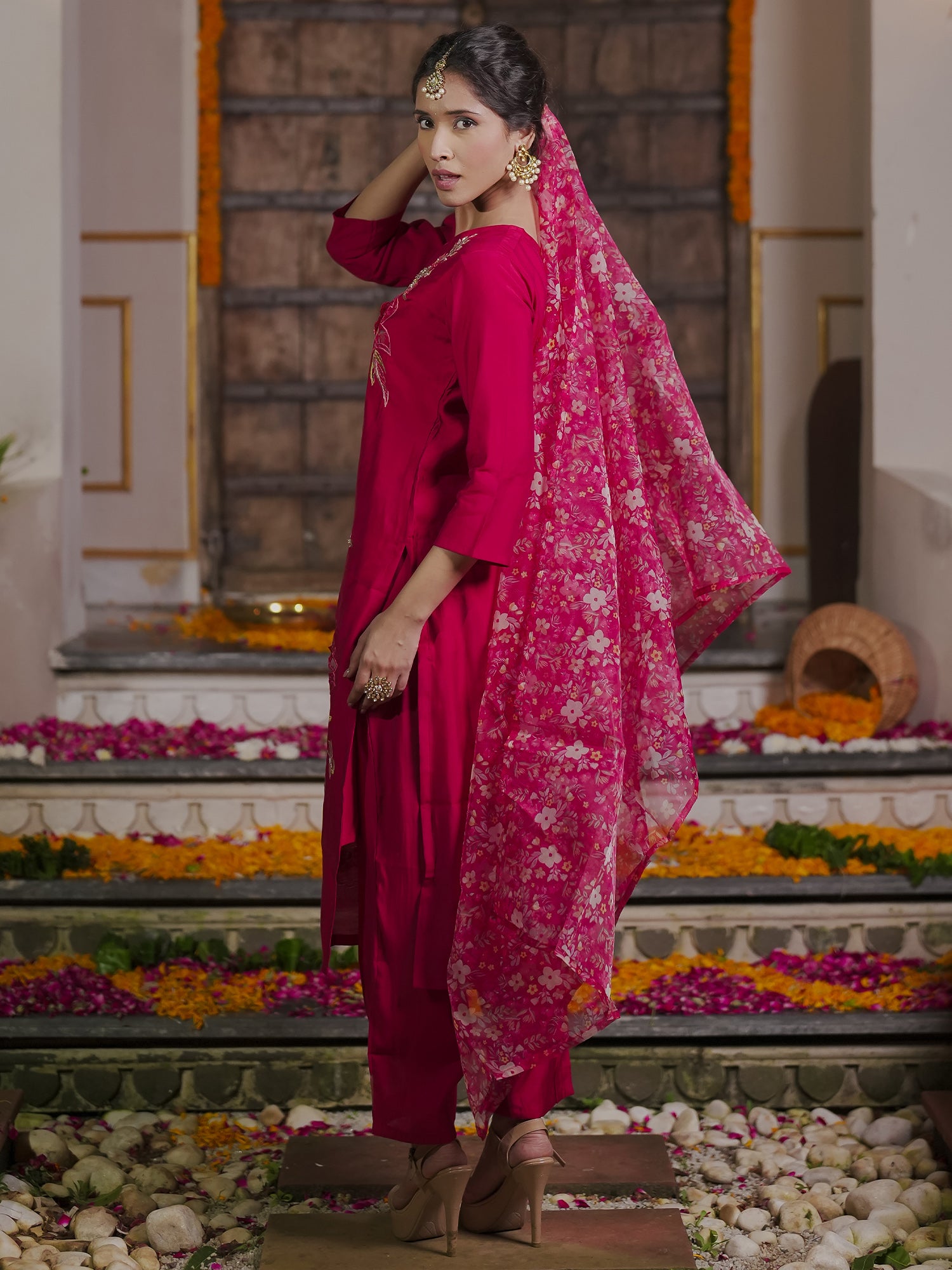 Red Kurta Sets  For women,indo era, indoera, kurta set for women, women kurta set, women suit, summer wear for women, festive suit for women, mother's day outfit, dress for mother, mother's day special, kurta set for women, kurta for women, kurta trouser and dupatta