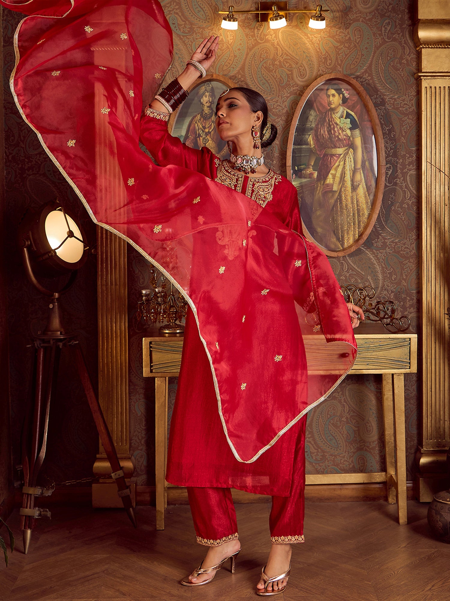 Red Kurta Sets  For women,indo era, indoera, kurta set for women, women kurta set, women suit, summer wear for women, festive suit for women, mother's day outfit, dress for mother, mother's day special, kurta set for women, kurta for women, kurta trouser and dupatta
