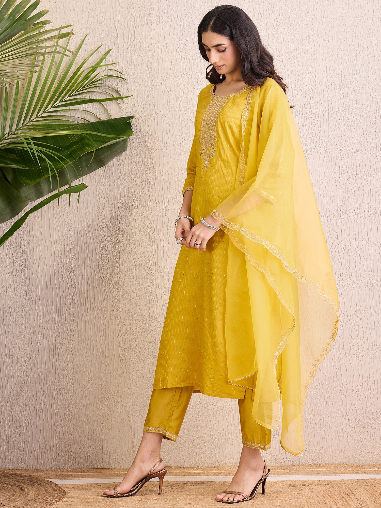 Yellow Kurta Sets  For women,indo era, indoera, kurta set for women, women kurta set, women suit, summer wear for women, festive suit for women, mother's day outfit, dress for mother, mother's day special, kurta set for women, kurta for women, kurta trouser and dupatta