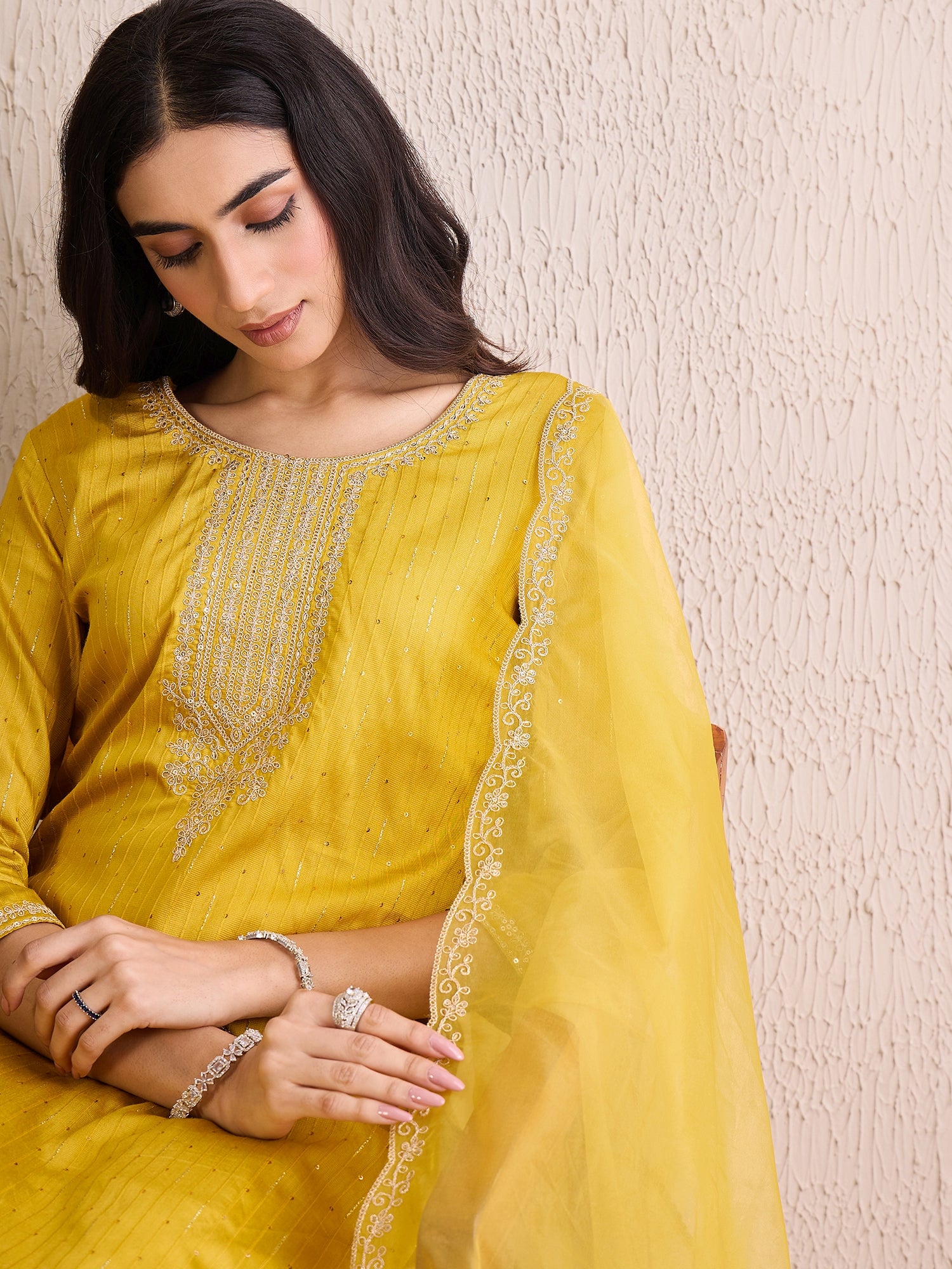 Yellow Kurta Sets  For women,indo era, indoera, kurta set for women, women kurta set, women suit, summer wear for women, festive suit for women, mother's day outfit, dress for mother, mother's day special, kurta set for women, kurta for women, kurta trouser and dupatta