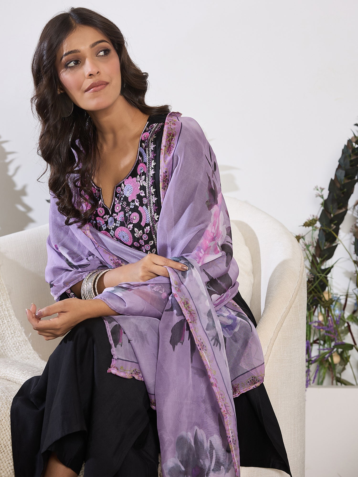 indo era, suit, kurta set for women, indo era kurta, kurta sets for ladies, summer dresses for women, 3 piece suit, cotton kurta set for women, new arrivals, women kurti plazo set, women in suit, kurta suit, floral kurta, short suit, spring summer, Black suit
