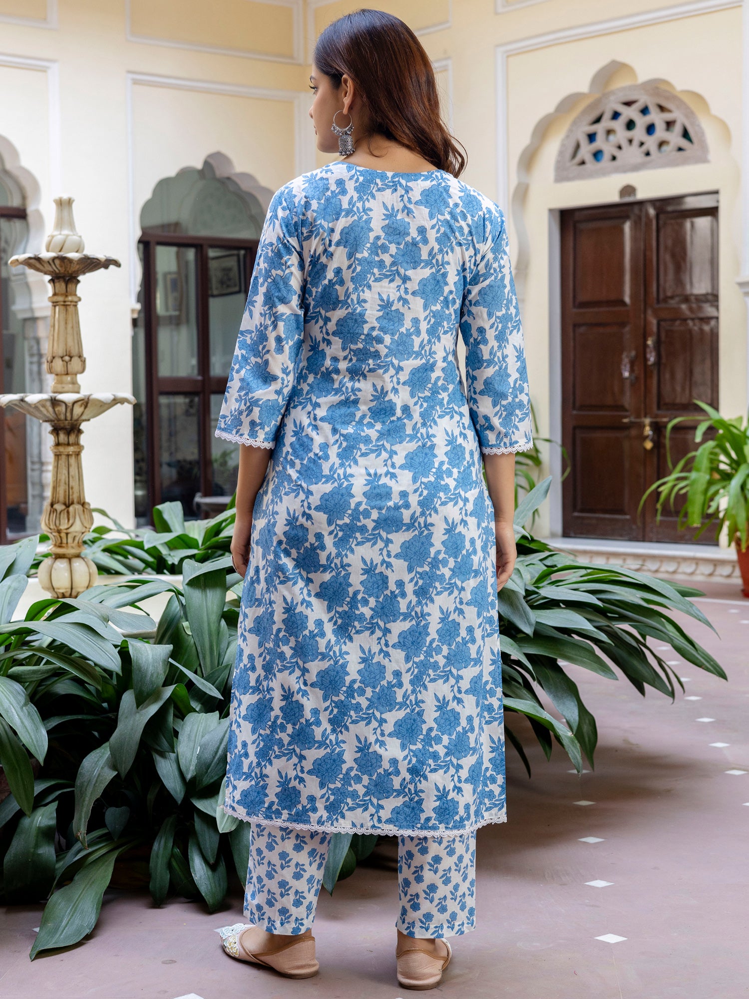 indo era, suit, kurta set for women, indo era kurta, kurta sets for ladies, summer dresses for women, 3 piece suit, cotton kurta set for women, new arrivals, women kurti plazo set, women in suit, kurta suit, floral kurta, short suit, spring summer, Blue suit