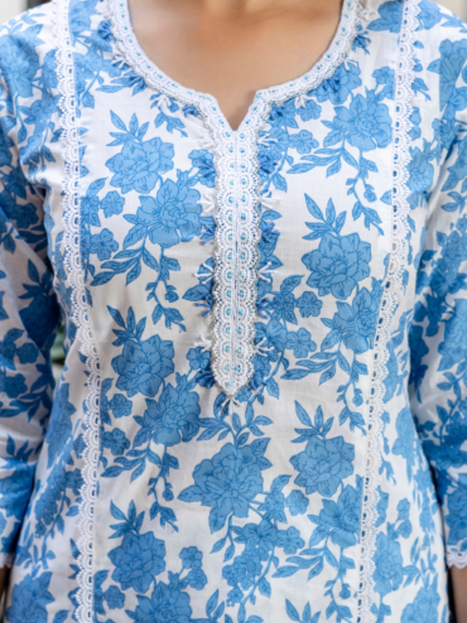 indo era, suit, kurta set for women, indo era kurta, kurta sets for ladies, summer dresses for women, 3 piece suit, cotton kurta set for women, new arrivals, women kurti plazo set, women in suit, kurta suit, floral kurta, short suit, spring summer, Blue suit