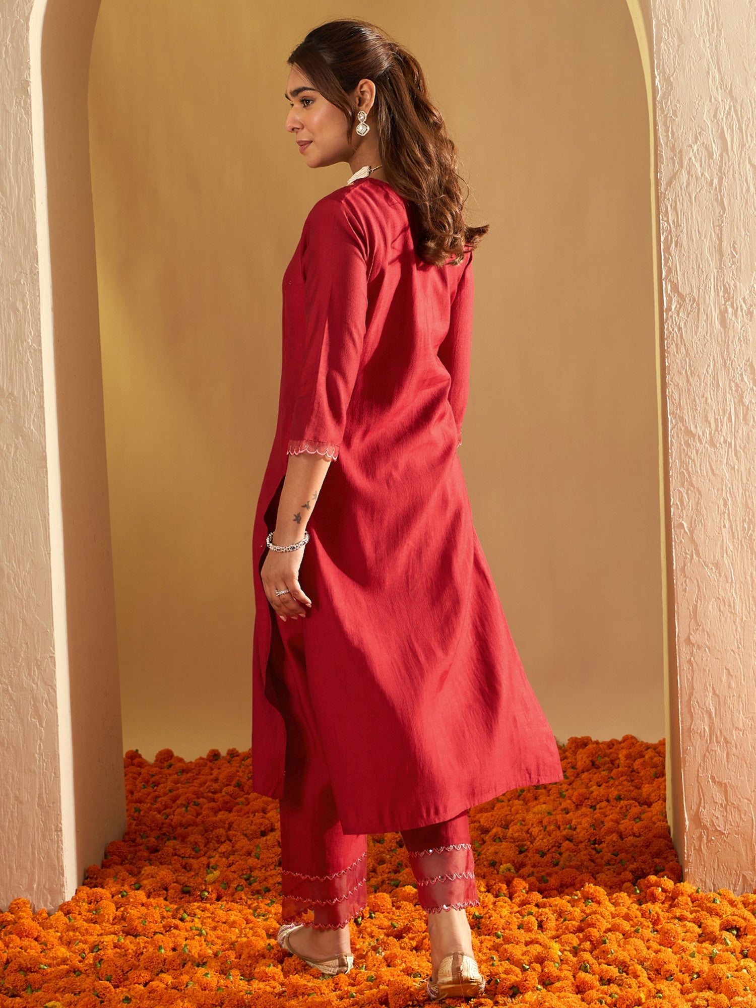 indo era, suit, kurta set for women, indo era kurta, kurta sets for ladies, summer dresses for women, 3 piece suit, cotton kurta set for women, new arrivals, women kurti plazo set, women in suit, kurta suit, floral kurta, short suit, spring summer, Red suit
