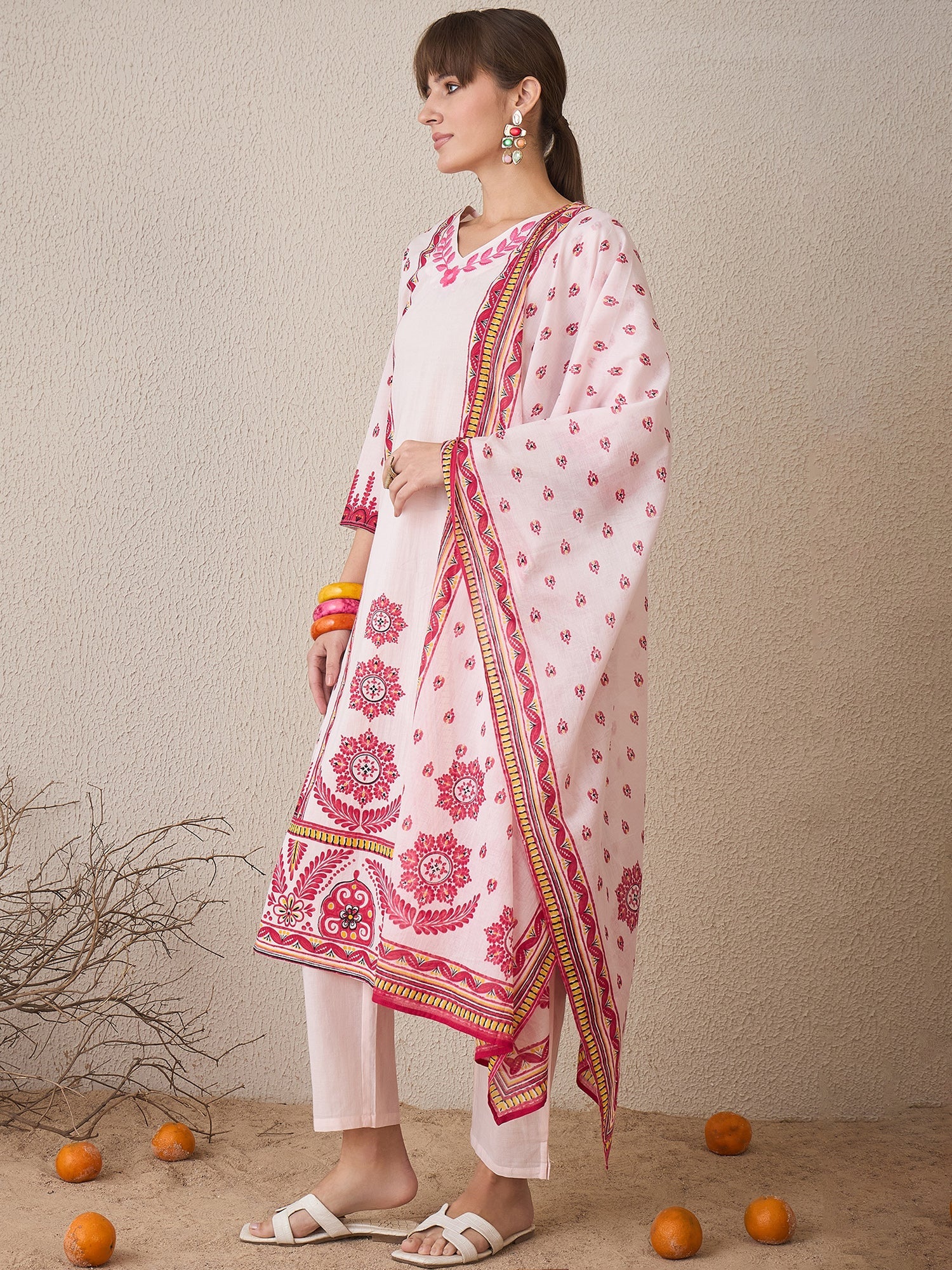 indo era, suit, kurta set for women, indo era kurta, kurta sets for ladies, summer dresses for women, 3 piece suit, cotton kurta set for women, new arrivals, women kurti plazo set, women in suit, kurta suit, floral kurta, short suit, spring summer, Pink suit