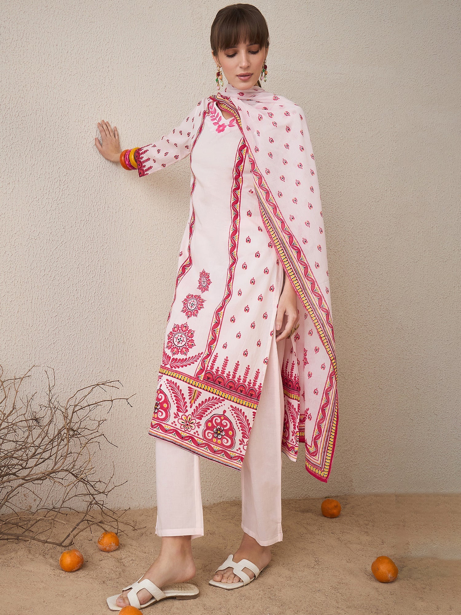indo era, suit, kurta set for women, indo era kurta, kurta sets for ladies, summer dresses for women, 3 piece suit, cotton kurta set for women, new arrivals, women kurti plazo set, women in suit, kurta suit, floral kurta, short suit, spring summer, Pink suit