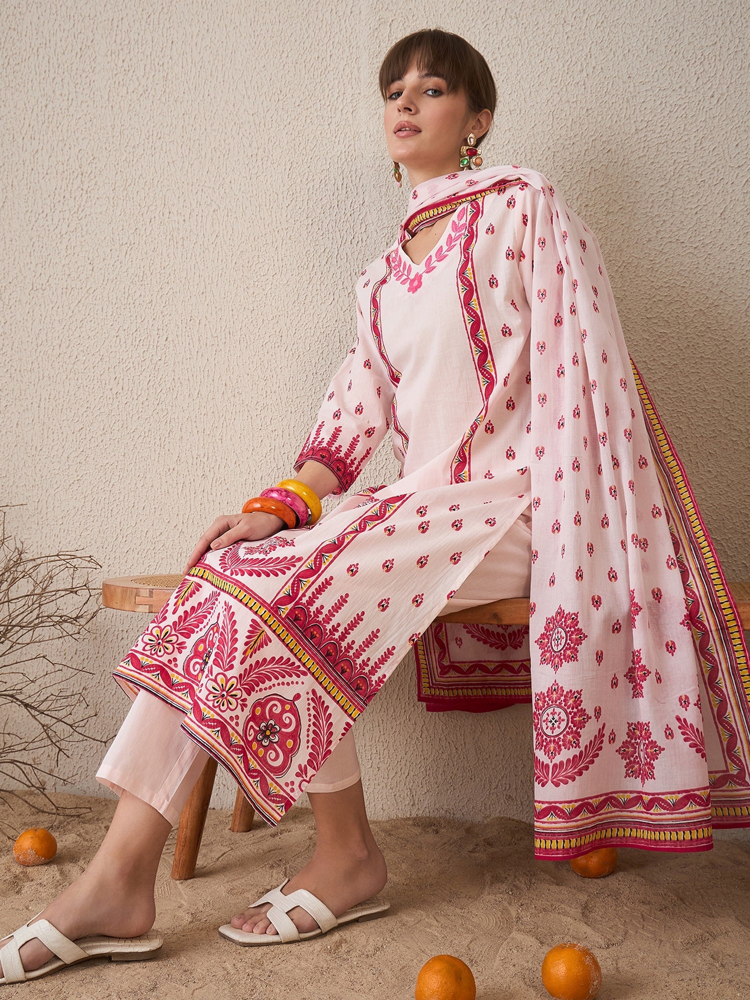 indo era, suit, kurta set for women, indo era kurta, kurta sets for ladies, summer dresses for women, 3 piece suit, cotton kurta set for women, new arrivals, women kurti plazo set, women in suit, kurta suit, floral kurta, short suit, spring summer, Pink suit