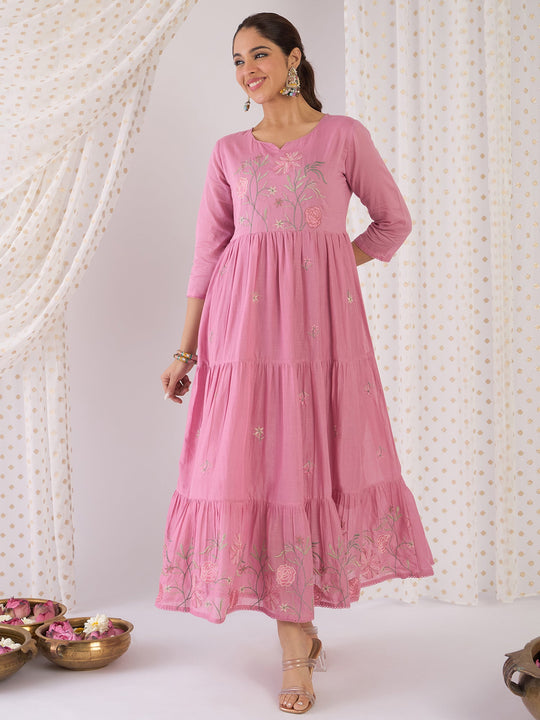 Pink Embroidered Anarkali dress