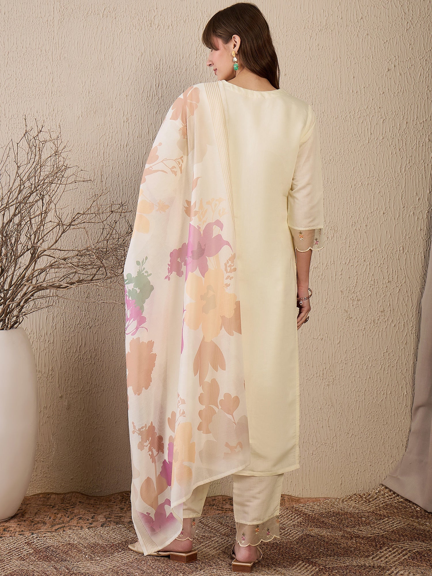 indo era, suit, kurta set for women, indo era kurta, kurta sets for ladies, summer dresses for women, 3 piece suit, cotton kurta set for women, new arrivals, women kurti plazo set, women in suit, kurta suit, floral kurta, short suit, spring summer, White suit