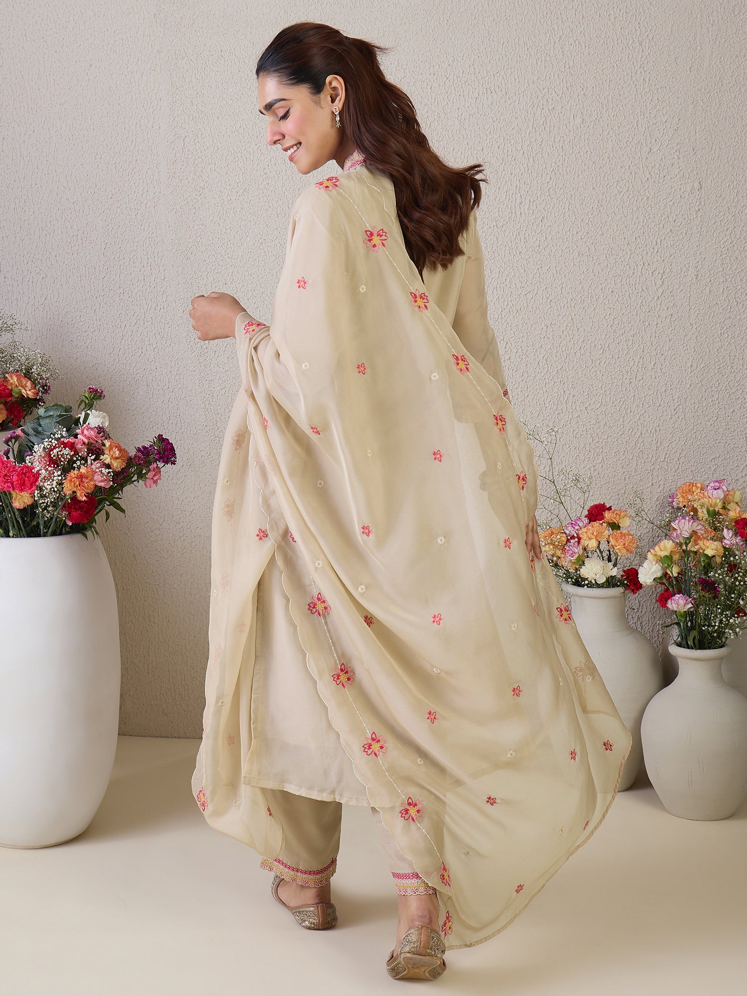 indo era, suit, kurta set for women, indo era kurta, kurta sets for ladies, summer dresses for women, 3 piece suit, cotton kurta set for women, new arrivals, women kurti plazo set, women in suit, kurta suit, floral kurta, short suit, spring summer, Beige suit