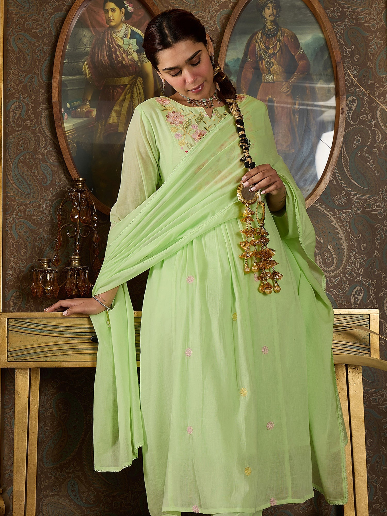 indo era, indo era kurta set, indo era suit, Kurta Set, Kurta set for women, cotton kurta set, indo era kurta set for women, Anarkali Kurta Set, Palazzo Kurta Set, Sleeveless Kurta, Embroidered Kurta, New Arrivals, Work wear, Dress, Best seller, Heeramandi dress, Summer sale, Summer suit, Wedding collection, Special offer, plus size, Spring summer, party wear, Summer Special, Printed Kurta, wedding wear, outfit ideas, Straight Kurta, Cotton Outfit, A line dress, dress for women,Green kurta set