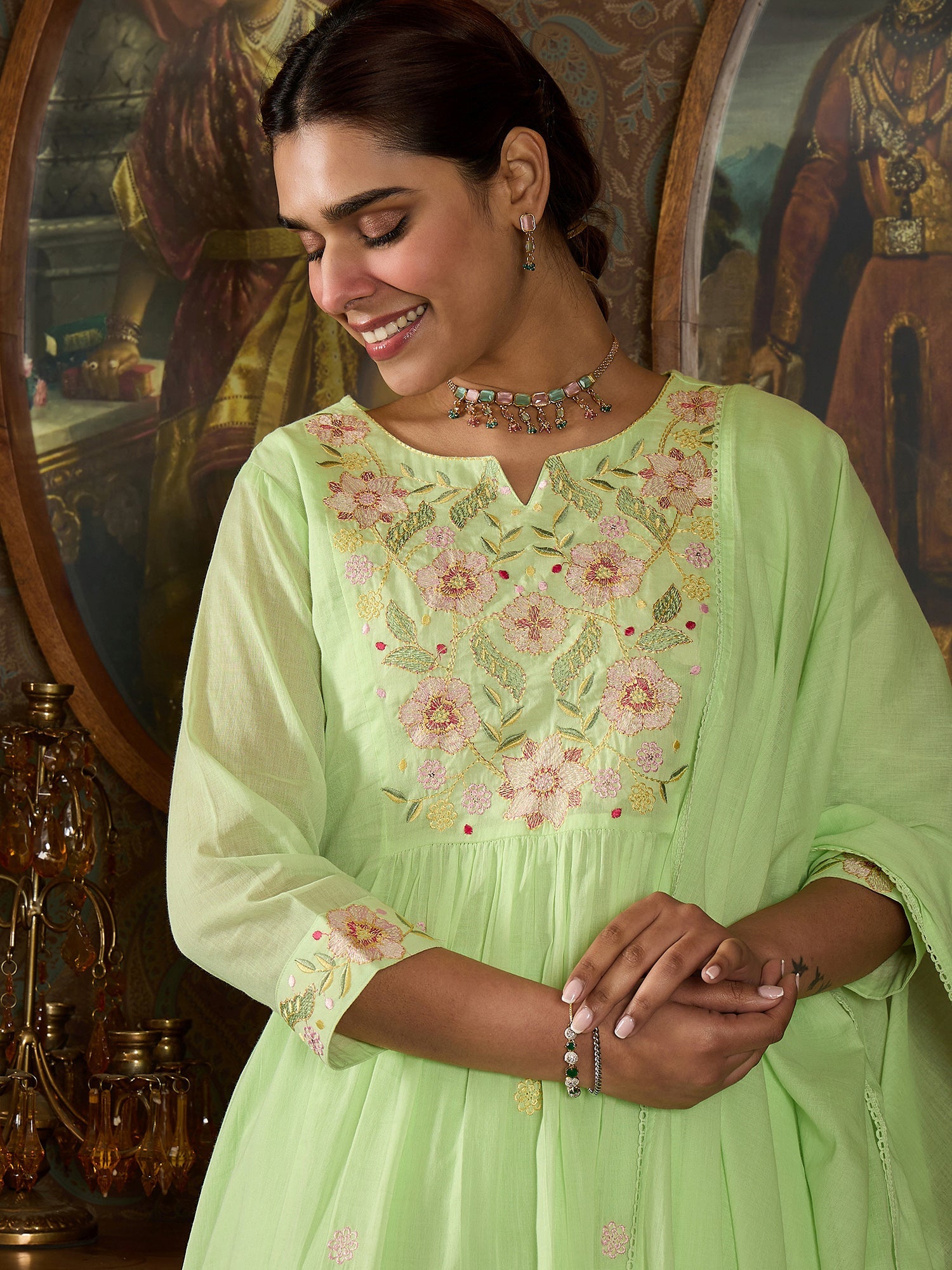 indo era, indo era kurta set, indo era suit, Kurta Set, Kurta set for women, cotton kurta set, indo era kurta set for women, Anarkali Kurta Set, Palazzo Kurta Set, Sleeveless Kurta, Embroidered Kurta, New Arrivals, Work wear, Dress, Best seller, Heeramandi dress, Summer sale, Summer suit, Wedding collection, Special offer, plus size, Spring summer, party wear, Summer Special, Printed Kurta, wedding wear, outfit ideas, Straight Kurta, Cotton Outfit, A line dress, dress for women,Green kurta set