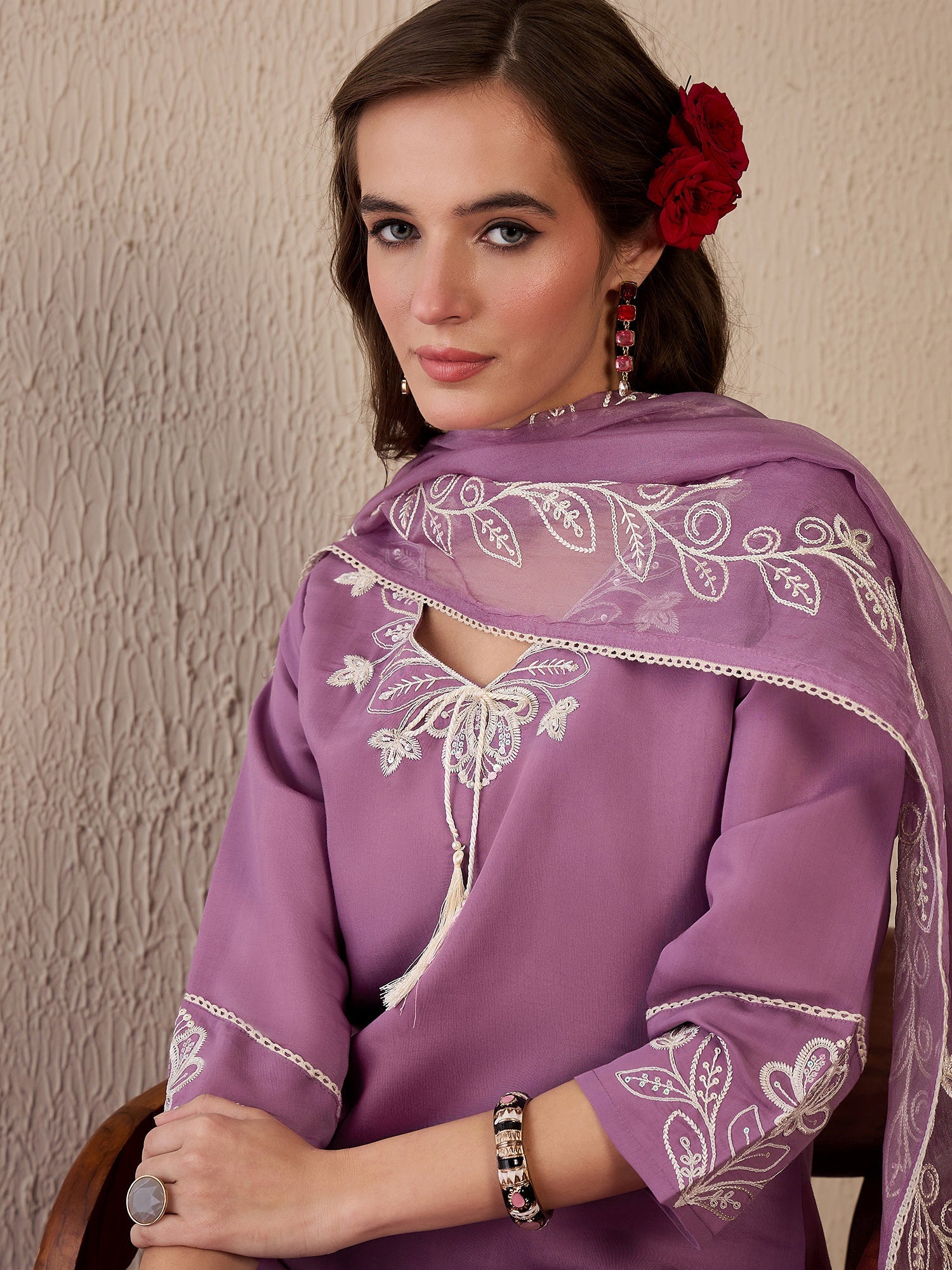 indo era, suit, kurta set for women, indo era kurta, kurta sets for ladies, summer dresses for women, 3 piece suit, cotton kurta set for women, new arrivals, women kurti plazo set, women in suit, kurta suit, floral kurta, short suit, spring summer, Lavender suit