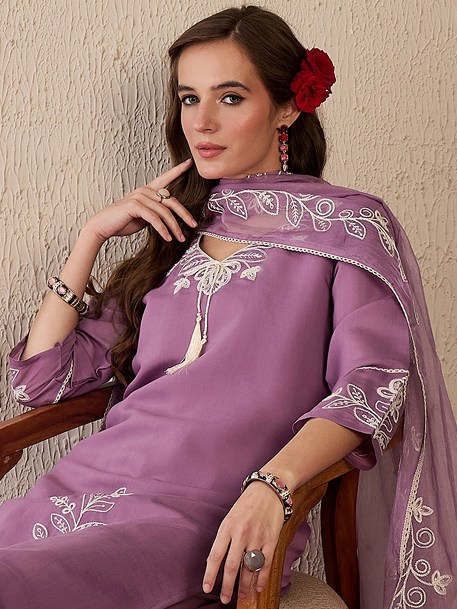 indo era, suit, kurta set for women, indo era kurta, kurta sets for ladies, summer dresses for women, 3 piece suit, cotton kurta set for women, new arrivals, women kurti plazo set, women in suit, kurta suit, floral kurta, short suit, spring summer, Lavender suit
