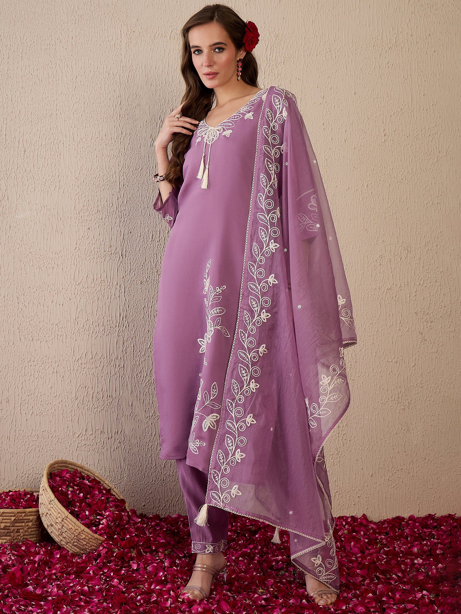 indo era, suit, kurta set for women, indo era kurta, kurta sets for ladies, summer dresses for women, 3 piece suit, cotton kurta set for women, new arrivals, women kurti plazo set, women in suit, kurta suit, floral kurta, short suit, spring summer, Lavender suit