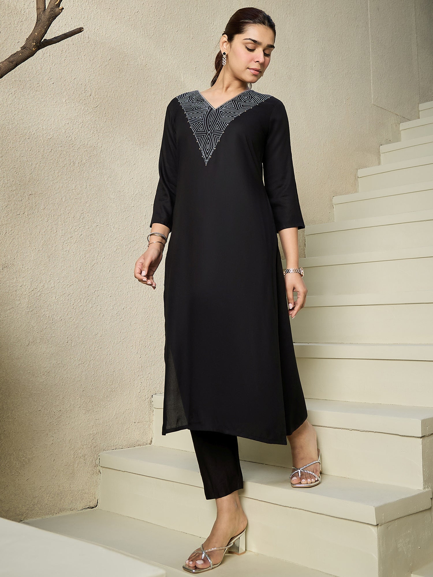 indo era, indo era kurta set, indo era suit, Kurta Set, Kurta set for women, cotton kurta set, indo era kurta set for women, Anarkali Kurta Set, Palazzo Kurta Set, Sleeveless Kurta, Embroidered Kurta, New Arrivals, Work wear, Dress, Best seller, Heeramandi dress, Summer sale, Summer suit, Wedding collection, Special offer, plus size, Spring summer, party wear, Summer Special, Printed Kurta, wedding wear, outfit ideas, Straight Kurta, Cotton Outfit, A line dress, dress for women,Black kurta set