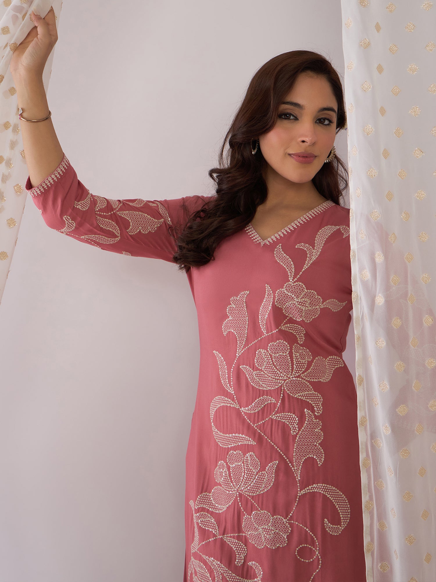 indo era, suit, kurta set for women, indo era kurta, kurta sets for ladies, summer dresses for women, 3 piece suit, cotton kurta set for women, new arrivals, women kurti plazo set, women in suit, kurta suit, floral kurta, short suit, spring summer, Mauve suit