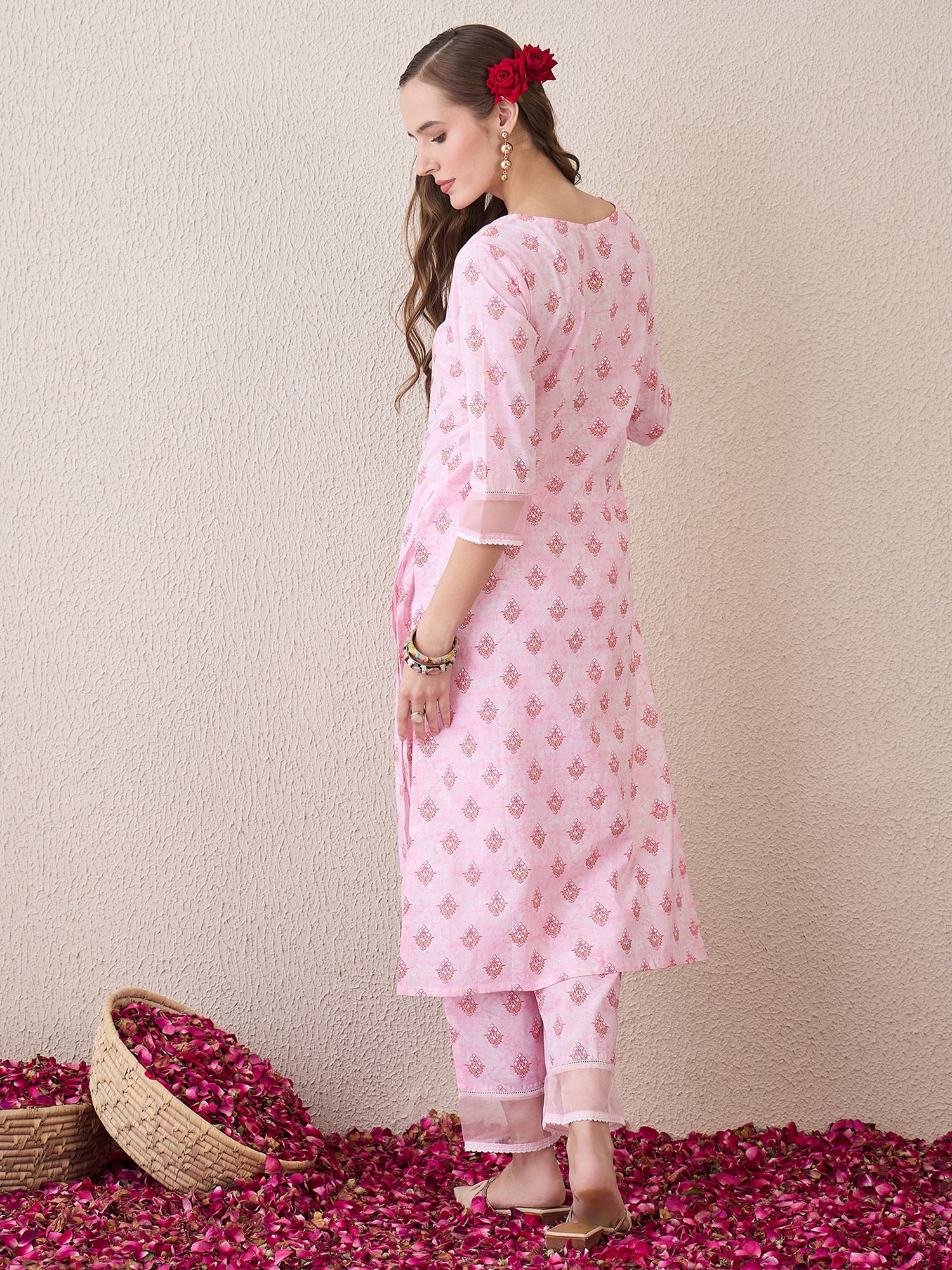 indo era, suit, kurta set for women, indo era kurta, kurta sets for ladies, summer dresses for women, 3 piece suit, cotton kurta set for women, new arrivals, women kurti plazo set, women in suit, kurta suit, floral kurta, short suit, spring summer, Pink suit