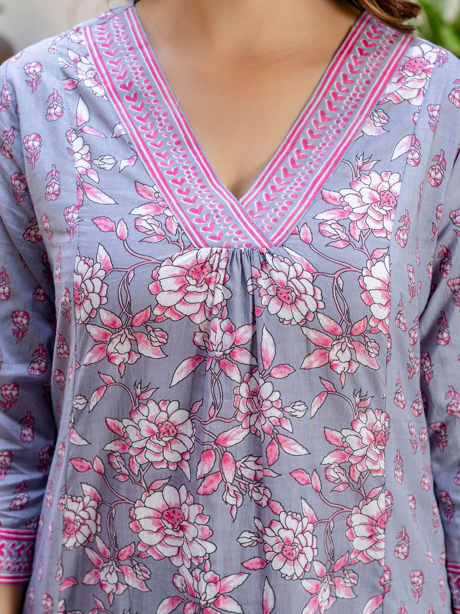 indo era, suit, kurta set for women, indo era kurta, kurta sets for ladies, summer dresses for women, 3 piece suit, cotton kurta set for women, new arrivals, women kurti plazo set, women in suit, kurta suit, floral kurta, short suit, spring summer, Grey suit