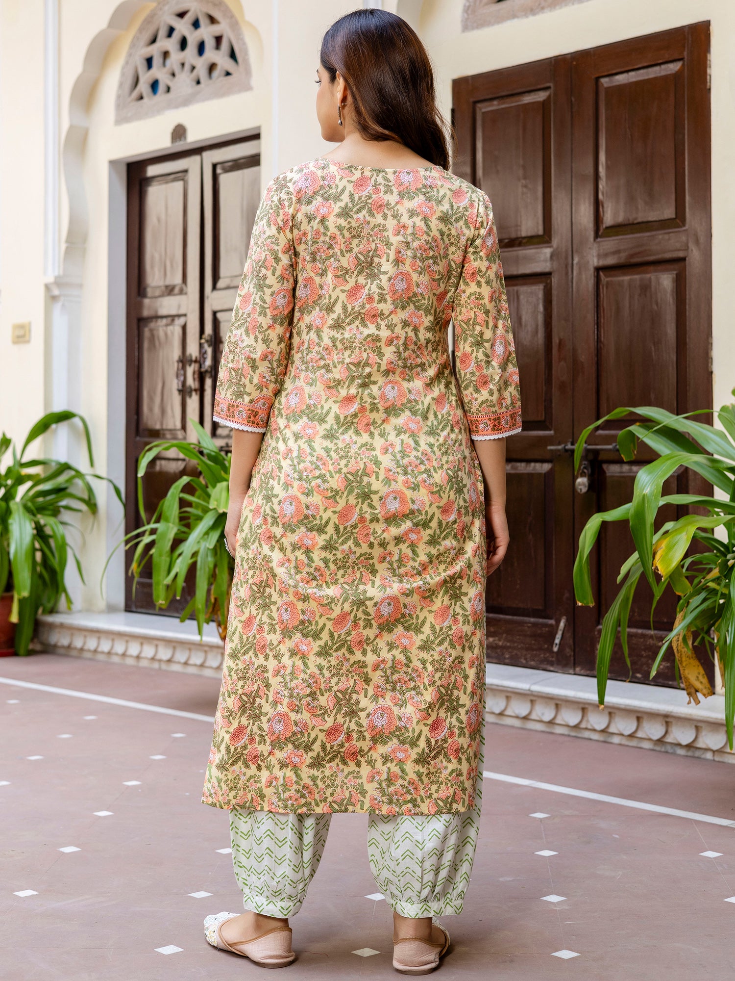 indo era, suit, kurta set for women, indo era kurta, kurta sets for ladies, summer dresses for women, 3 piece suit, cotton kurta set for women, new arrivals, women kurti plazo set, women in suit, kurta suit, floral kurta, short suit, spring summer, Yellow suit
