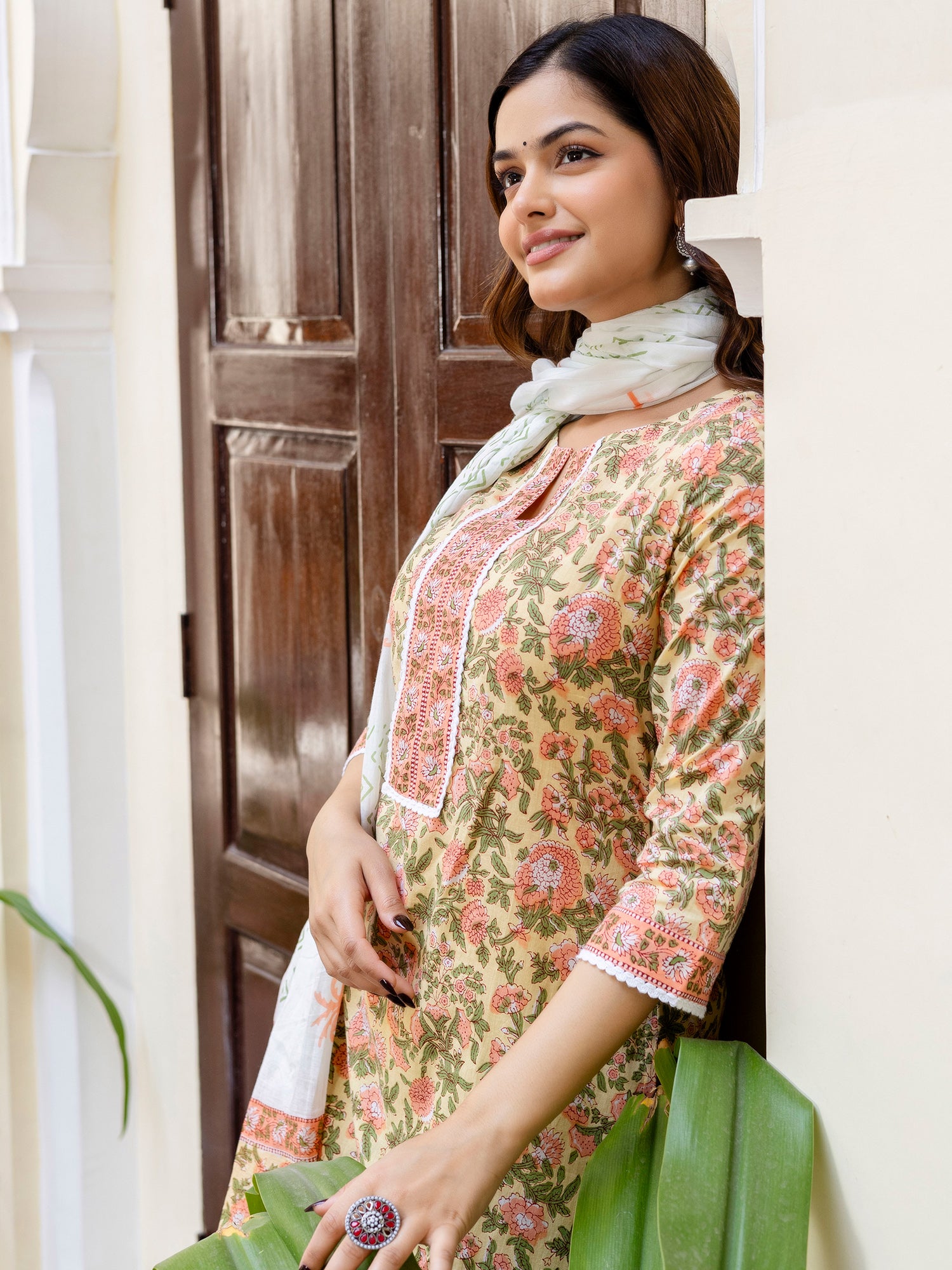 indo era, suit, kurta set for women, indo era kurta, kurta sets for ladies, summer dresses for women, 3 piece suit, cotton kurta set for women, new arrivals, women kurti plazo set, women in suit, kurta suit, floral kurta, short suit, spring summer, Yellow suit