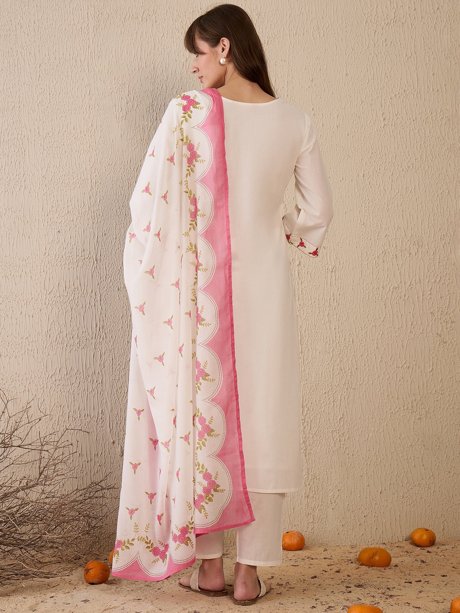 indo era, suit, kurta set for women, indo era kurta, kurta sets for ladies, summer dresses for women, 3 piece suit, cotton kurta set for women, new arrivals, women kurti plazo set, women in suit, kurta suit, floral kurta, short suit, spring summer, OffWhite suit