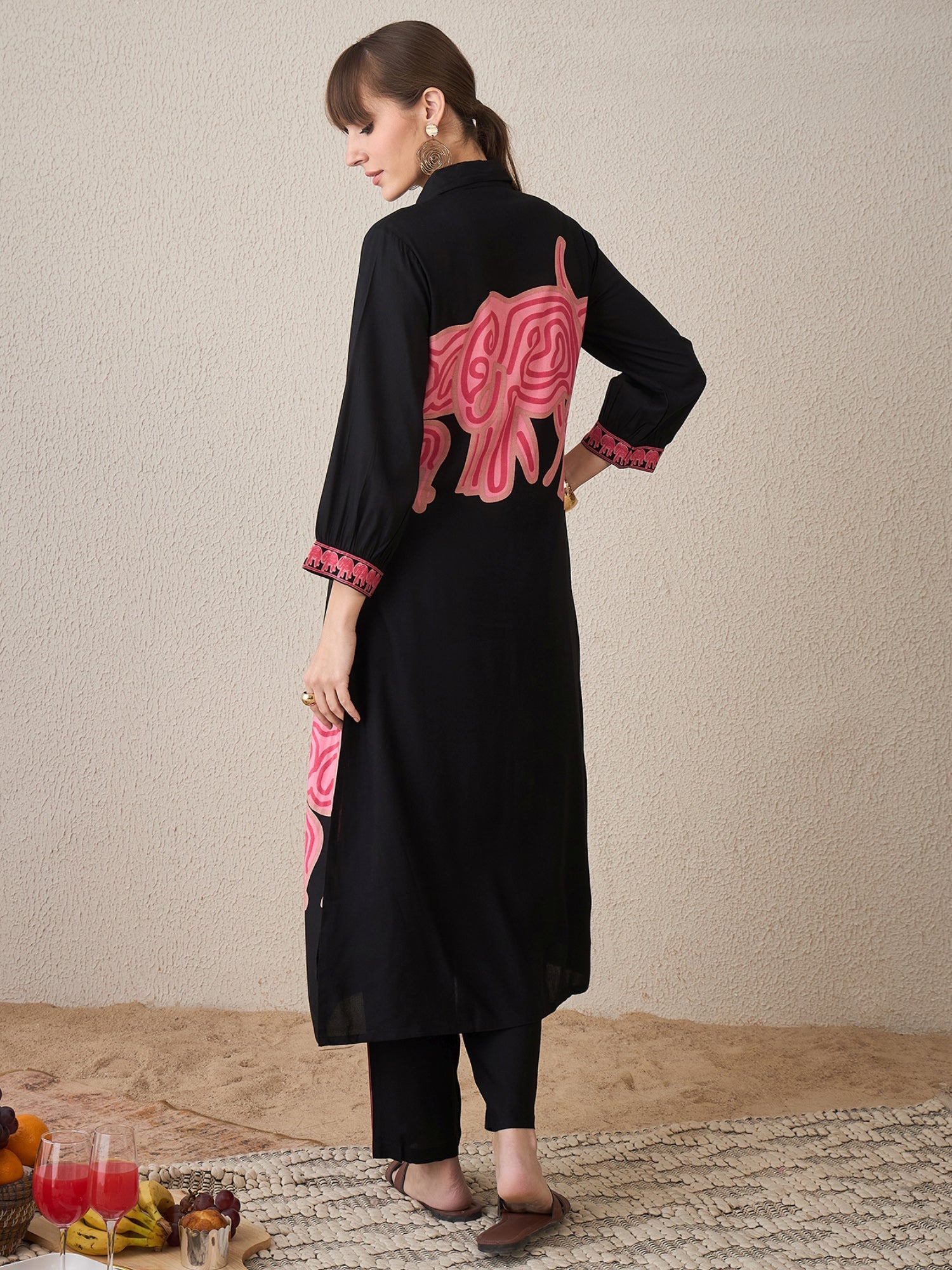 indo era, suit, kurta set for women, indo era kurta, kurta sets for ladies, summer dresses for women, 3 piece suit, cotton kurta set for women, new arrivals, women kurti plazo set, women in suit, kurta suit, floral kurta, short suit, spring summer, Black suit