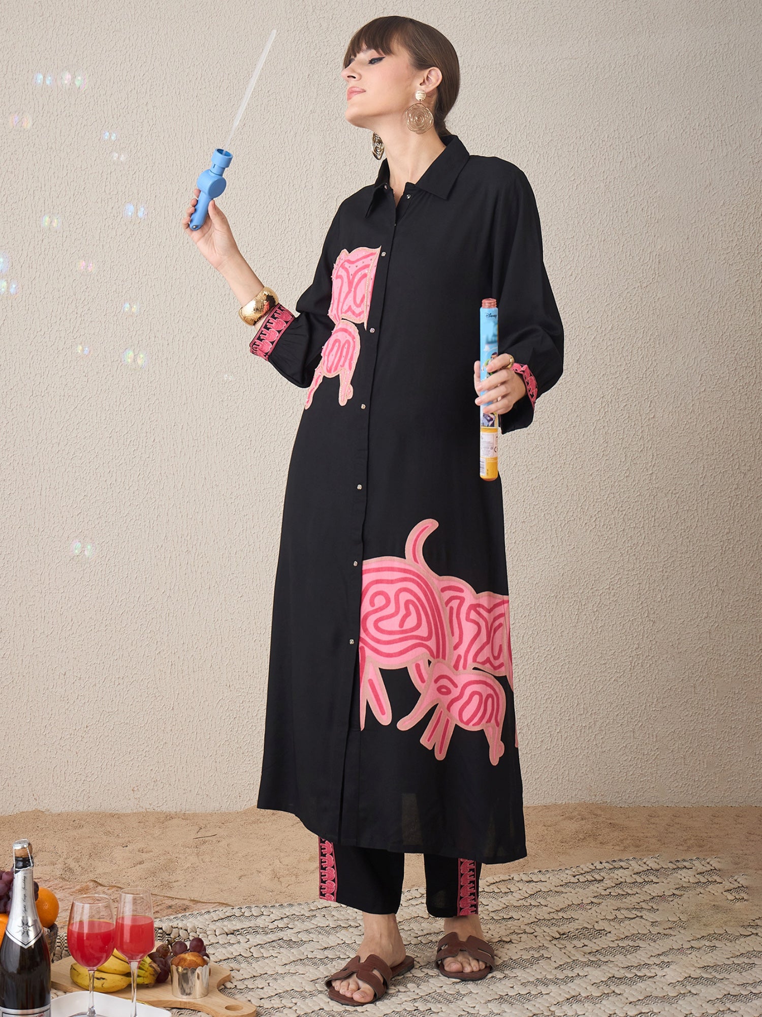 indo era, suit, kurta set for women, indo era kurta, kurta sets for ladies, summer dresses for women, 3 piece suit, cotton kurta set for women, new arrivals, women kurti plazo set, women in suit, kurta suit, floral kurta, short suit, spring summer, Black suit