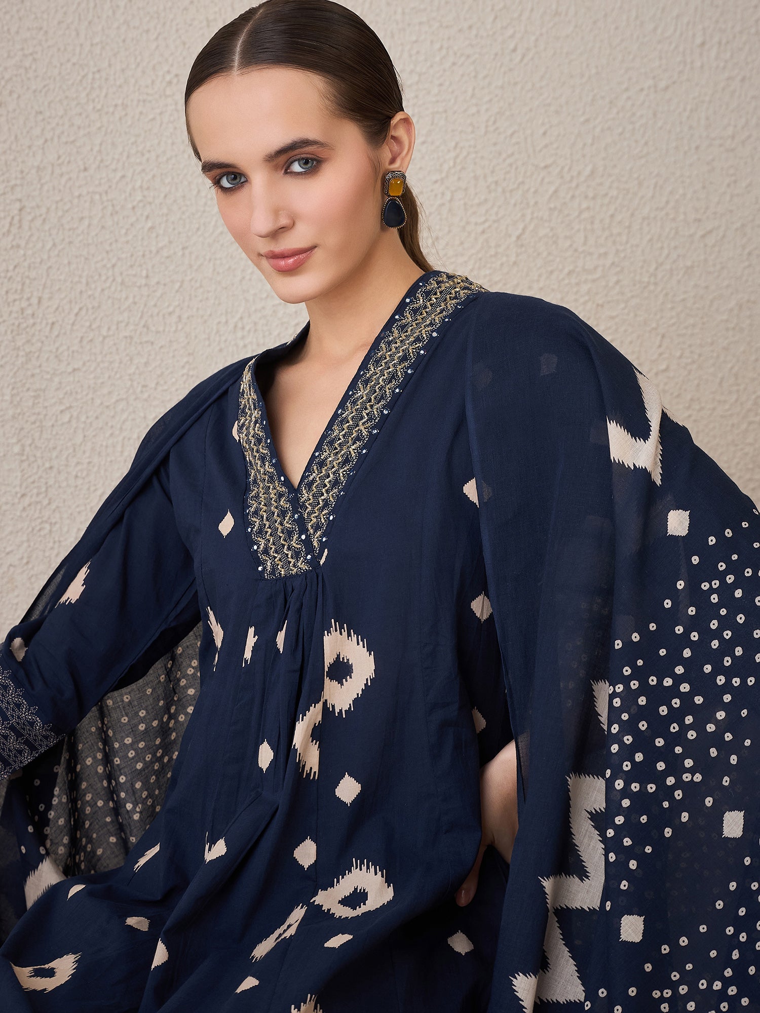 indo era, suit, kurta set for women, indo era kurta, kurta sets for ladies, summer dresses for women, 3 piece suit, cotton kurta set for women, new arrivals, women kurti plazo set, women in suit, kurta suit, floral kurta, short suit, spring summer, Blue suit