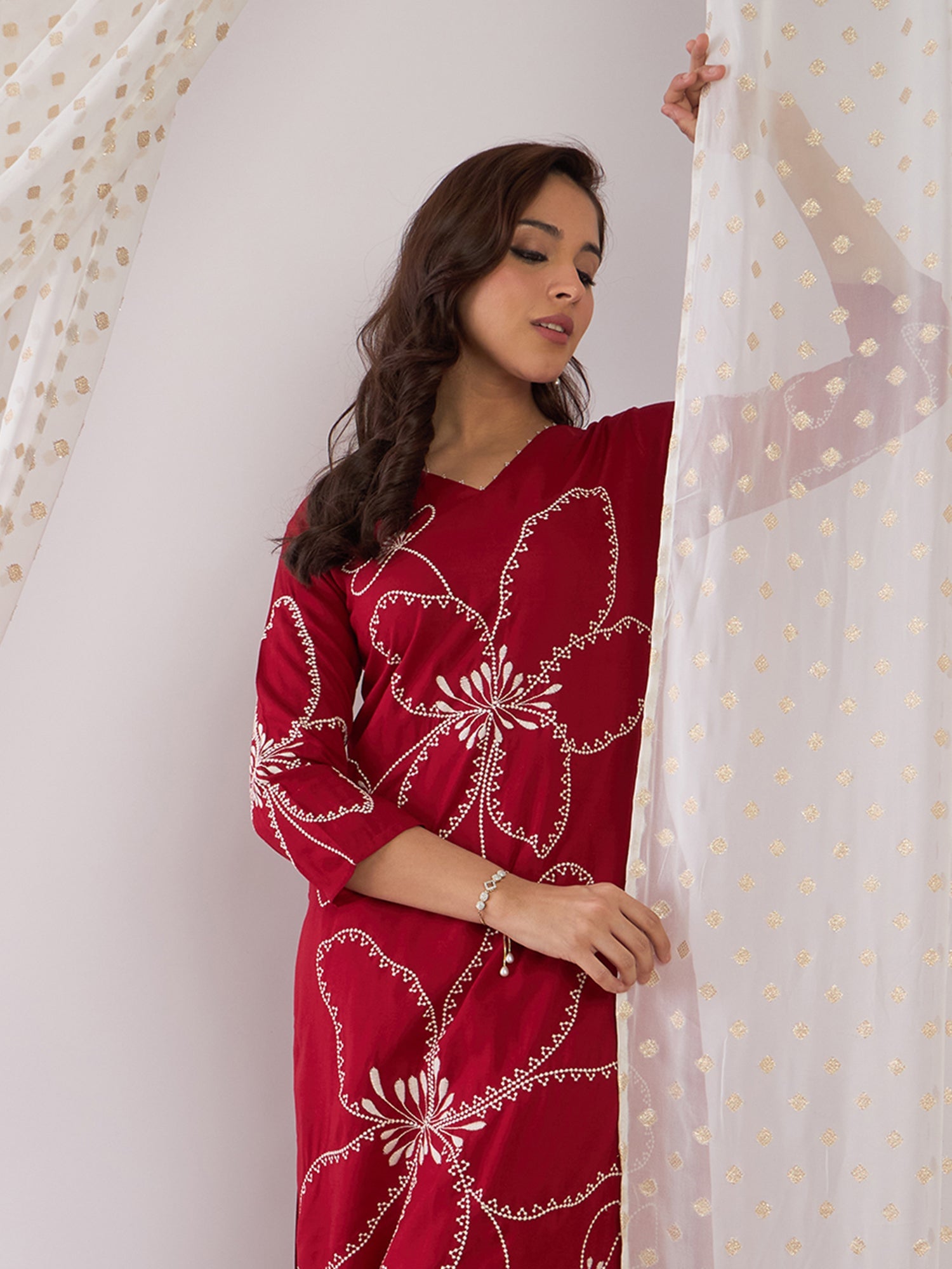indo era, suit, kurta set for women, indo era kurta, kurta sets for ladies, summer dresses for women, 3 piece suit, cotton kurta set for women, new arrivals, women kurti plazo set, women in suit, kurta suit, floral kurta, short suit, spring summer, Maroon suit