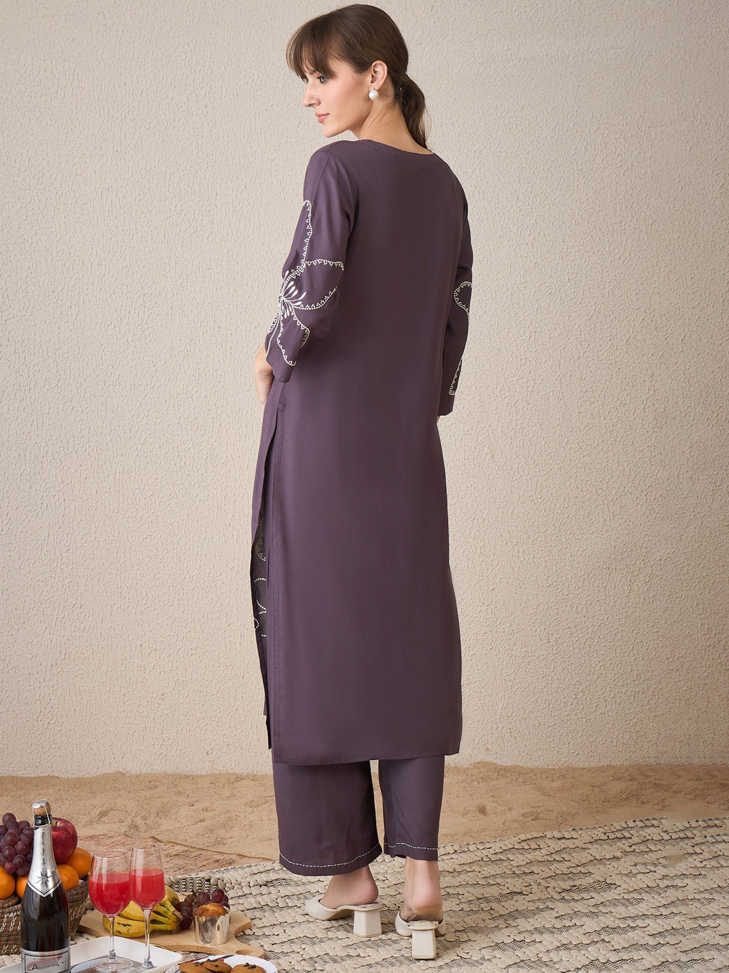 indo era, suit, kurta set for women, indo era kurta, kurta sets for ladies, summer dresses for women, 3 piece suit, cotton kurta set for women, new arrivals, women kurti plazo set, women in suit, kurta suit, floral kurta, short suit, spring summer, Grey suit